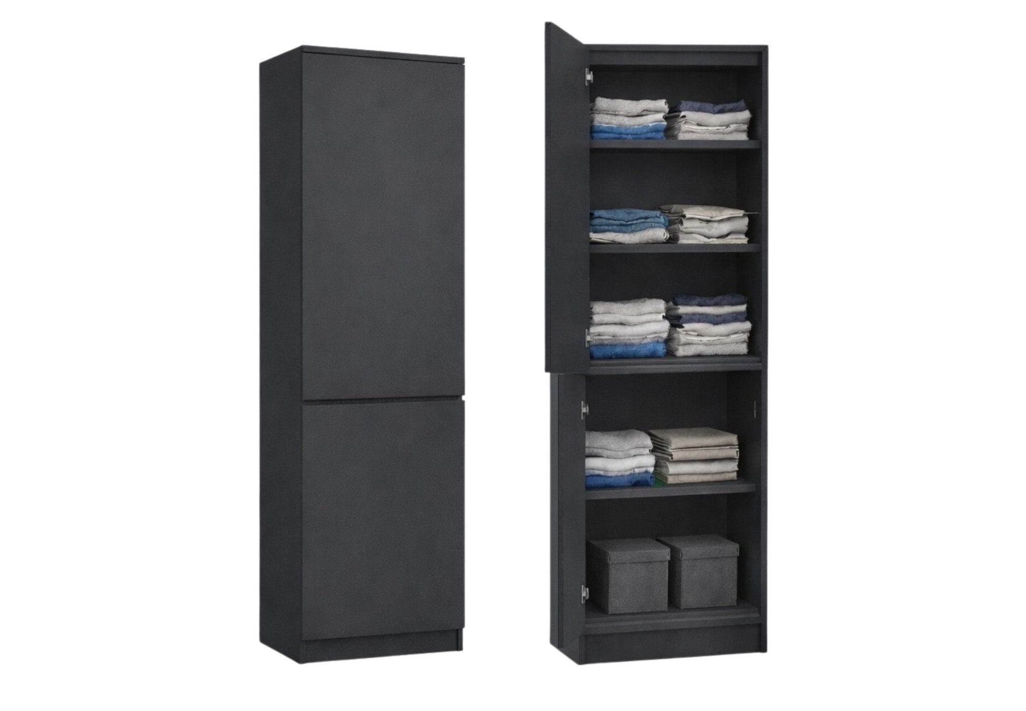 Home Collective Kleiderschrank Garderobenschrank Mehrzweckschrank Schrank platzsparend & vielseitig (50x40x180,5 cm (BxTxH), ideal für Schlafzimmer Flur & Arbeitszimmer) mit 2 Türig & 5 Einlegeböden in anthrazit