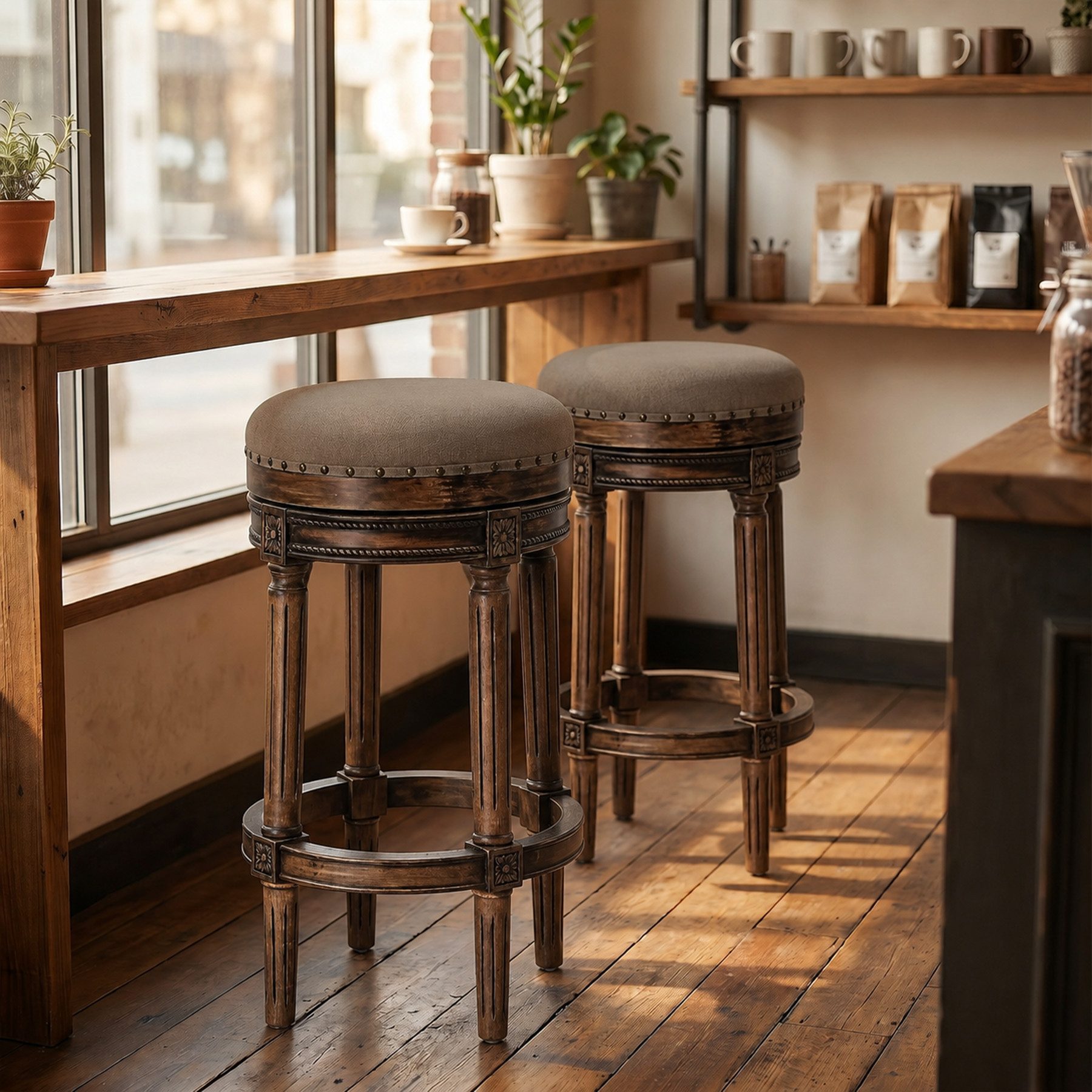 HomeMiYN Barhocker Barhocker Vintage Design, gepolsterter Sitz, bis 120 kg belastbar