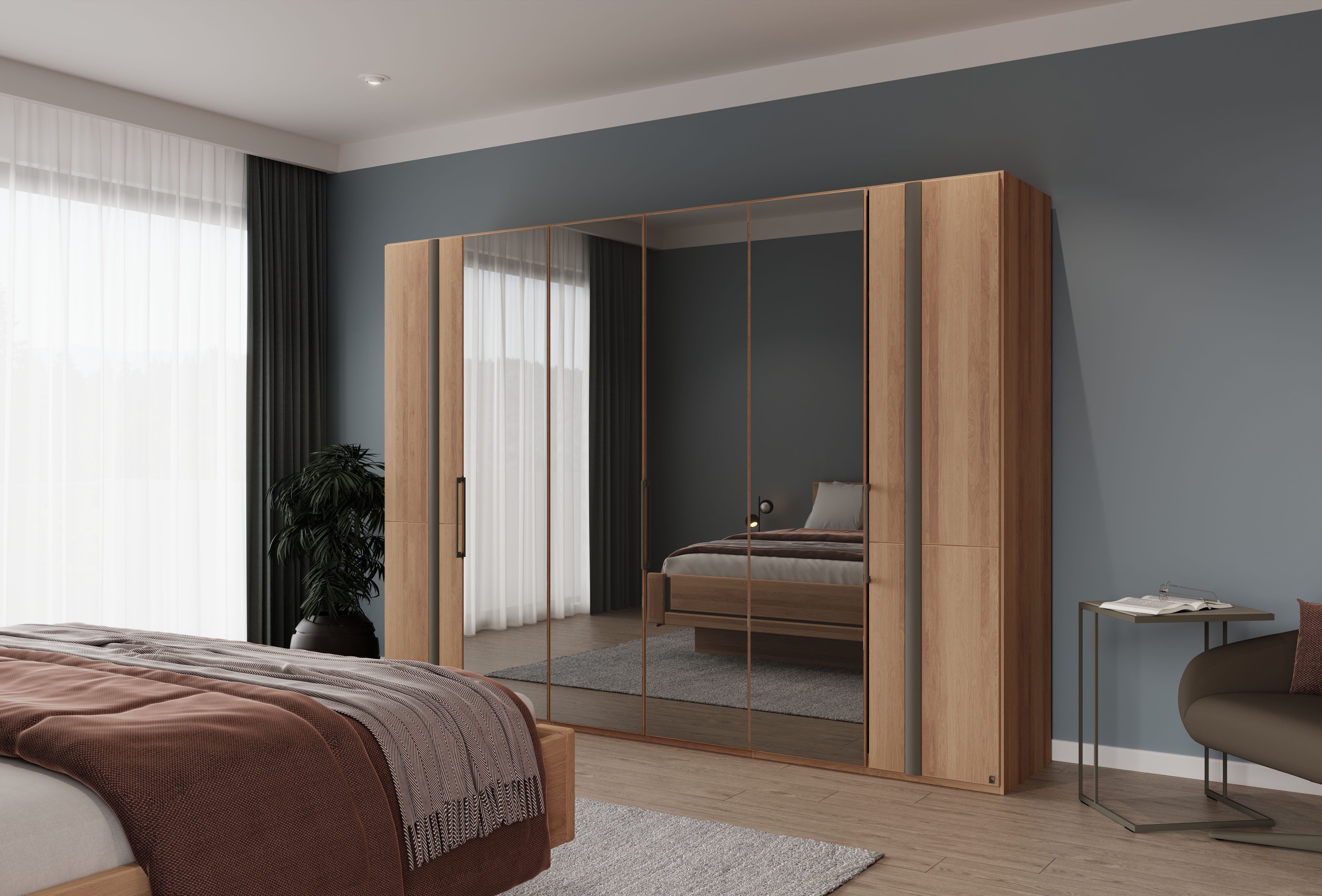 Musterring Kleiderschrank Sorrent, Kleiderschrank, Schrank, teilmassiv Eiche (mit Türdämpfern, in 5 Breiten & 2 Höhen, extra Böden, MADE IN GERMANY) Türen Eiche massiv oder als Parsol-Bronze-Spiegel, verschiedene Maße