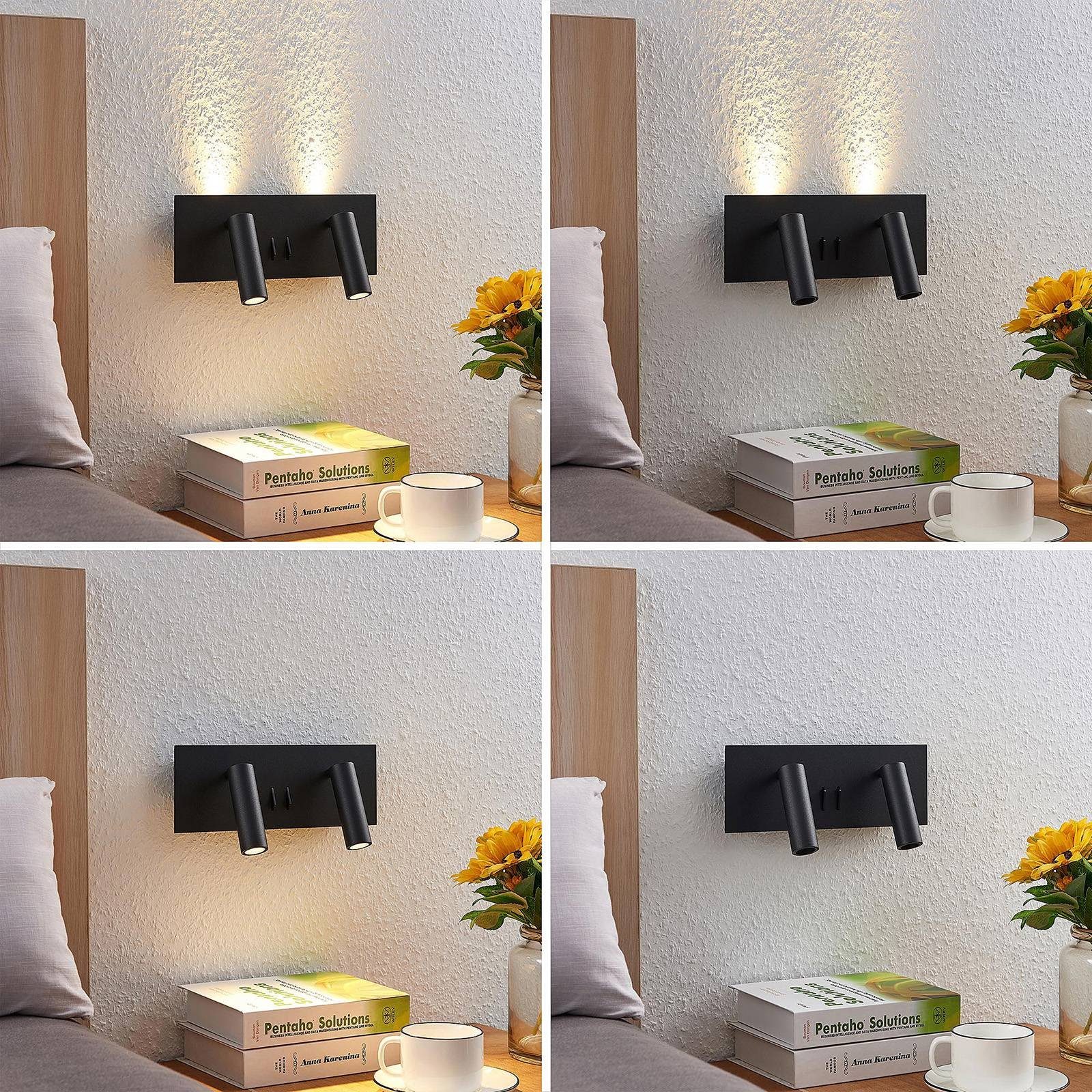 Aluminium, Magya, LED-Leuchtmittel verbaut, Wandleuchte LED Lucande Modern, 1 Leuchtmittel warmweiß, flammig, inkl. fest matt, Schwarz