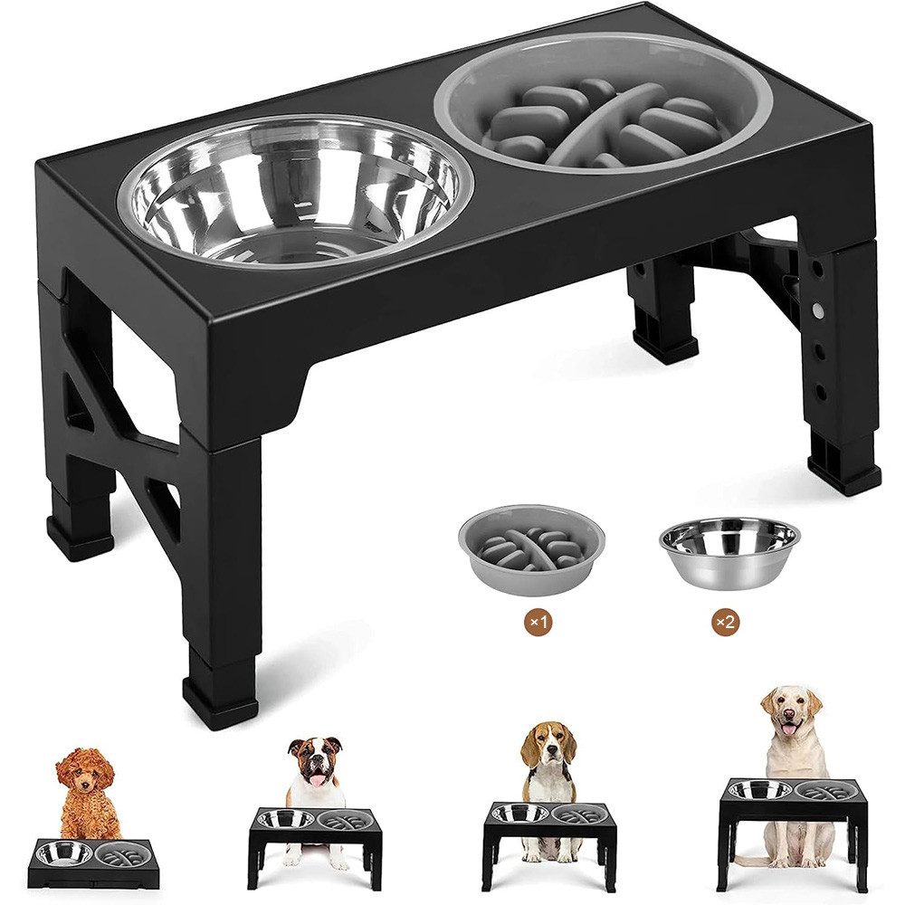 AFKSMILE Napf-Set Hundenapf höhenverstellbar,Erhöhter Hundenapf,futterstation hund,Würge, 4fach verstellbar,Schont Nacken & Gelenke, für gesundes Fressen Hund von AFKSMILE
