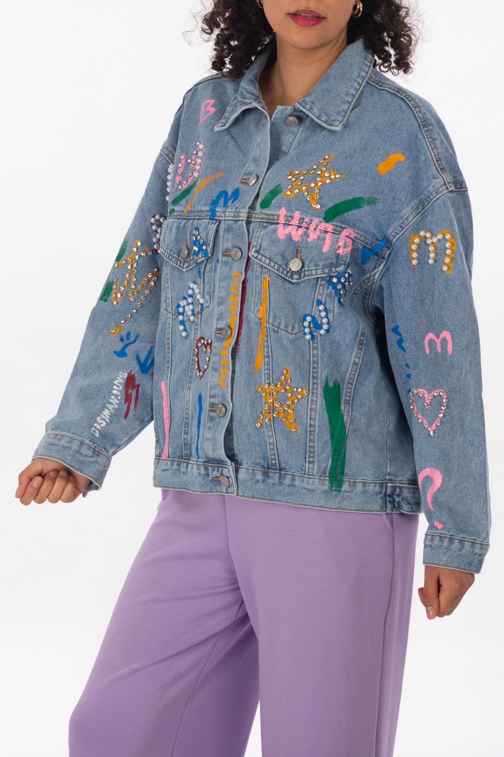 Denim Jacke Jeansjacke Weiss Mit Perlen Und Strass Pailletten
