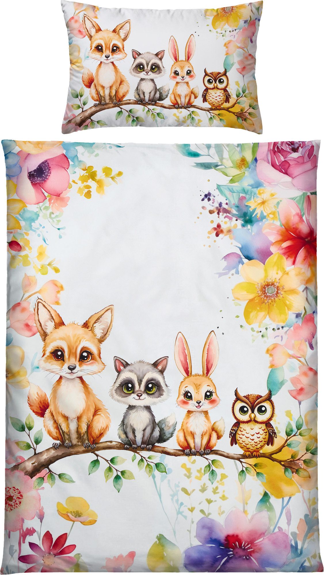 REDBEST Kinderbettwäsche Kinder-Bettwäsche, Polyester, Microfaser Blumen/Tiermotive