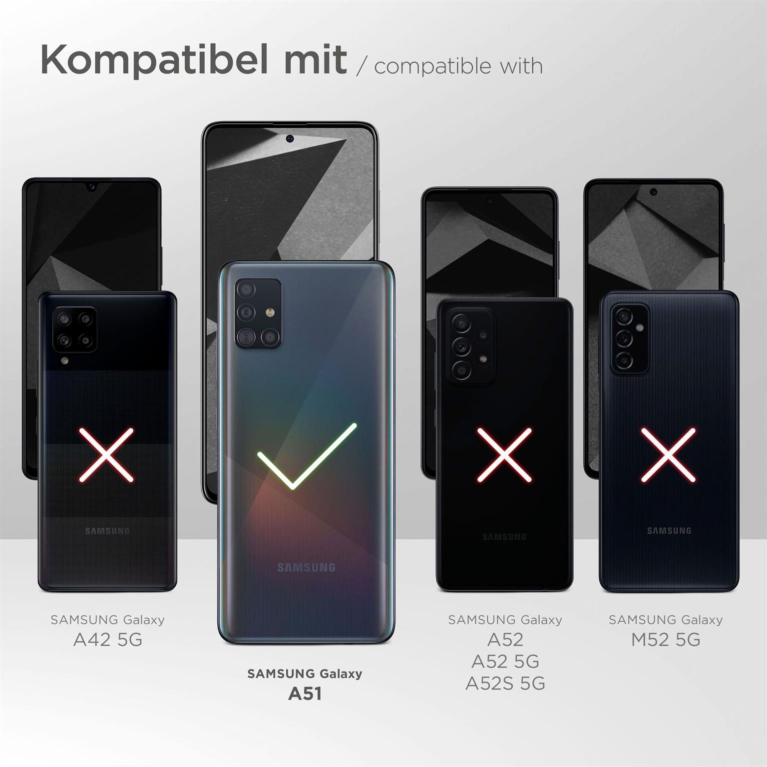 moex Handykette für Samsung Galaxy A51 Case zum Umhängen HoverCover Schwarz 6,5 Zoll, Handyhülle mit Band Hülle Kette Breit Handyband abnehmbar Umhängehülle