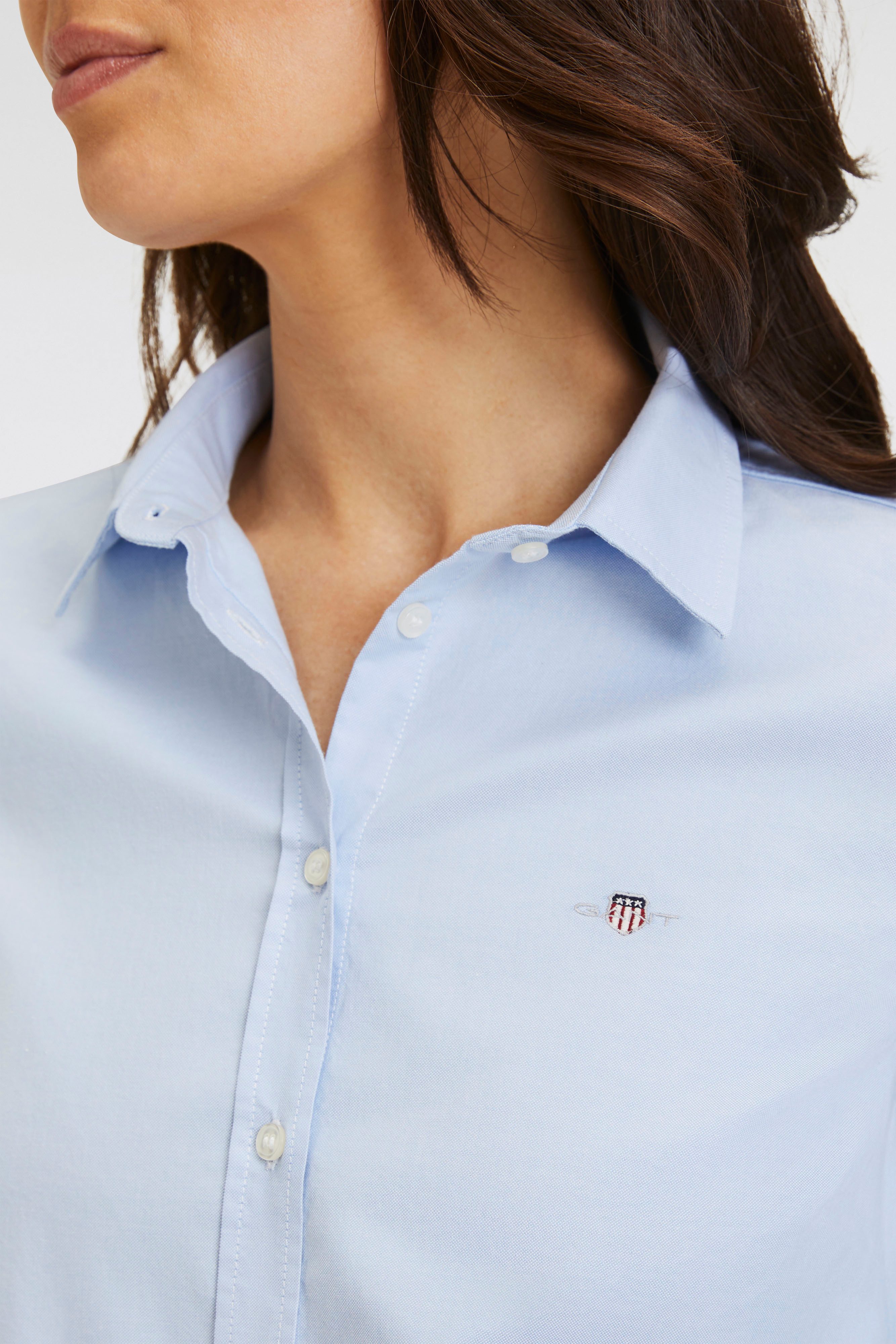 Gant Langarmbluse New Slim Stretch Oxford Blouse für bequemen Sitz u. Bewegungsfreiheit, New Slim Stretch, bügelfrei