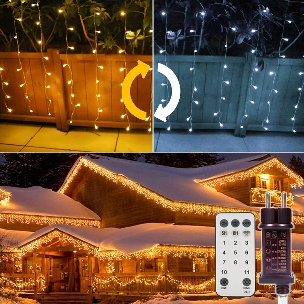 MUPOO LED-Lichternetz LED Lichternetz,Lichterkette Netz mit 8 Modi  Fernbedienung Timer, 3-flammig, Deko Lichtketten Lichtervorhang mit Stecker  für Zimmer Weihnachten