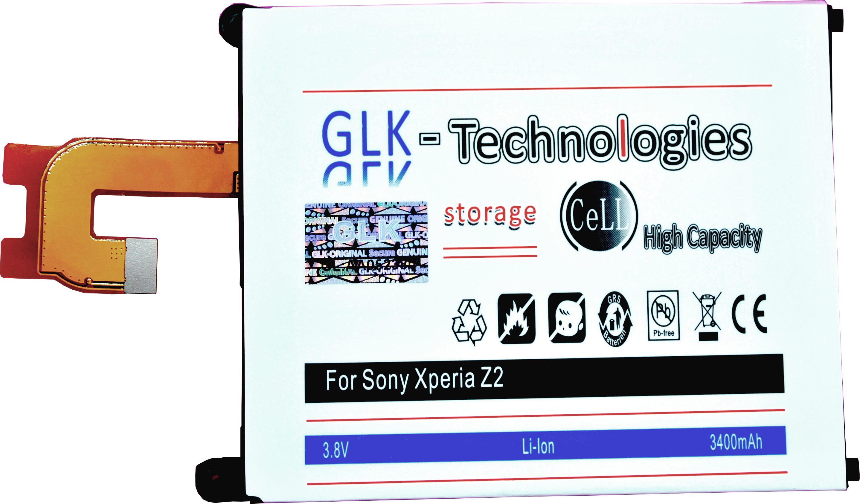 GLK-Technologies High Power Akku kompatibel L50W mit Original Reparaturset/Werkzeug Set Xperia Ericsson mAh LIS1543ERPC, V) 3400 Z2 Sony GLK-Technologies® mAh (3.8 3400 Smartphone-Akku
