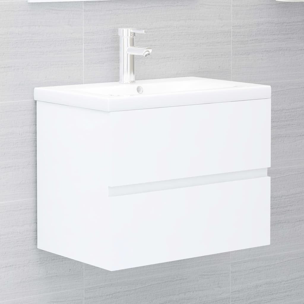 (1-St) Einbaubecken Weiß Waschbeckenunterschrank mit Holzwerkstoff vidaXL Badezimmerspiegelschrank