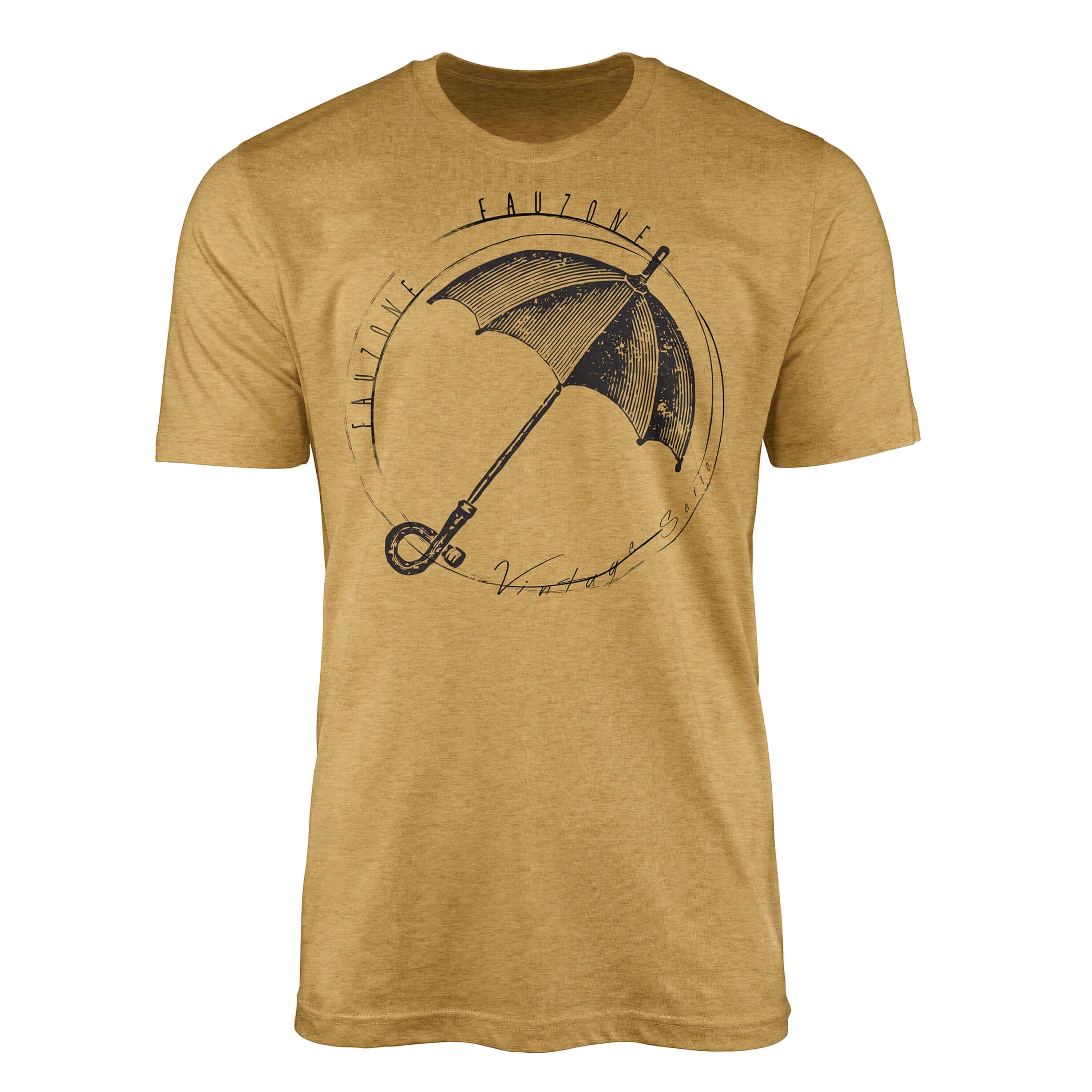 Sinus Art T-Shirt Vintage Herren T-Shirt Regenschirm Antique Gold