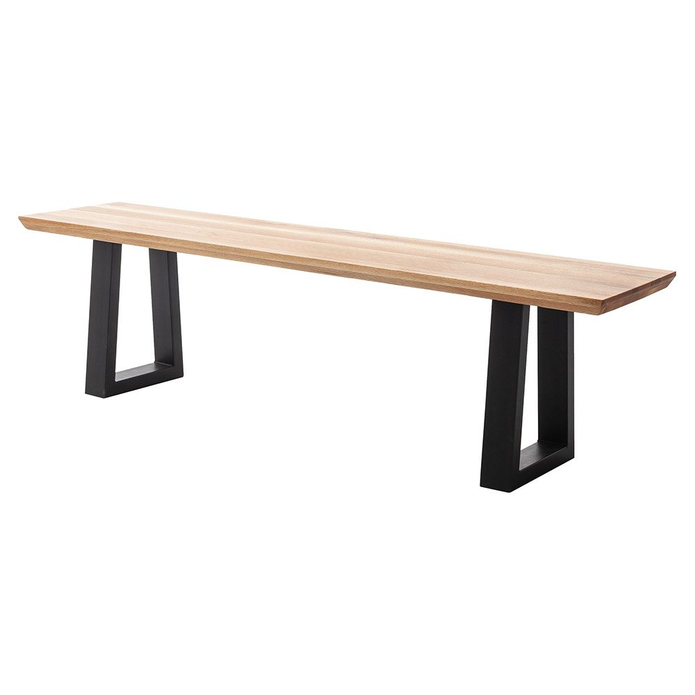 Lomadox Sitzbank PARACATU-06, Massivholz, Trapez-Gestell, Schweizer Kante, Eiche geölt, 160x40cm