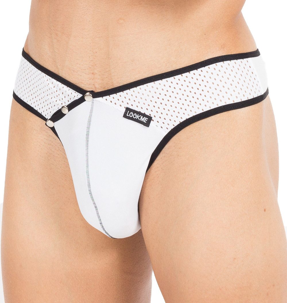 Slip Schwarz/weißer Männer String Slip weich dehnbar mit Druckknöpfe Herren