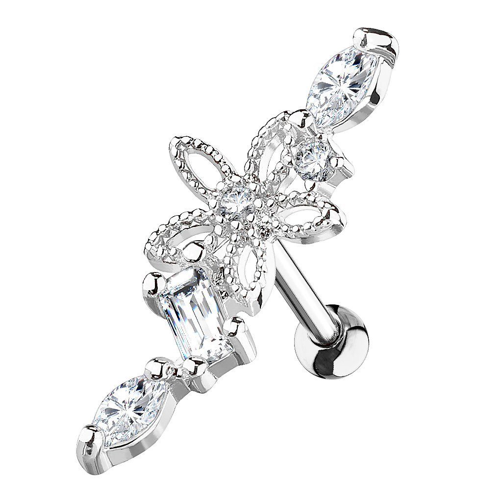 Taffstyle Piercing-Set Knorpel Ohrstecker Piercing Blume Kristallen, Tragus günstig online kaufen