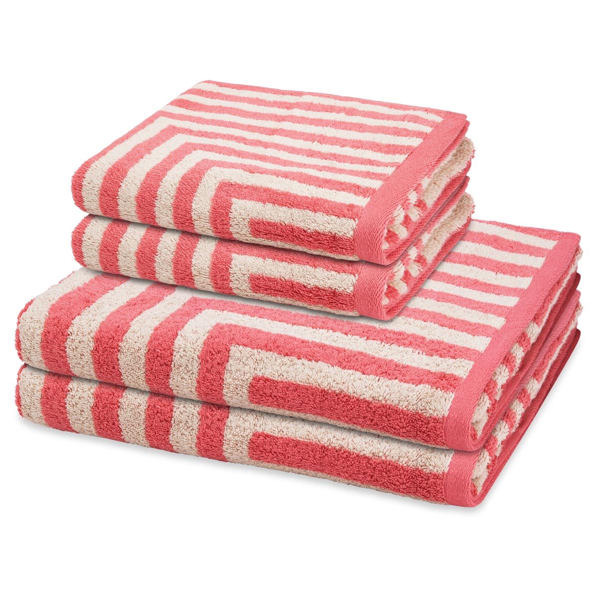 ROSS Handtuch Set Grafik, Frottee (Spar-Set, 4-St), 2 X Handtuch 2 X Duschtuch im Set - Baumwolle - Saugstark