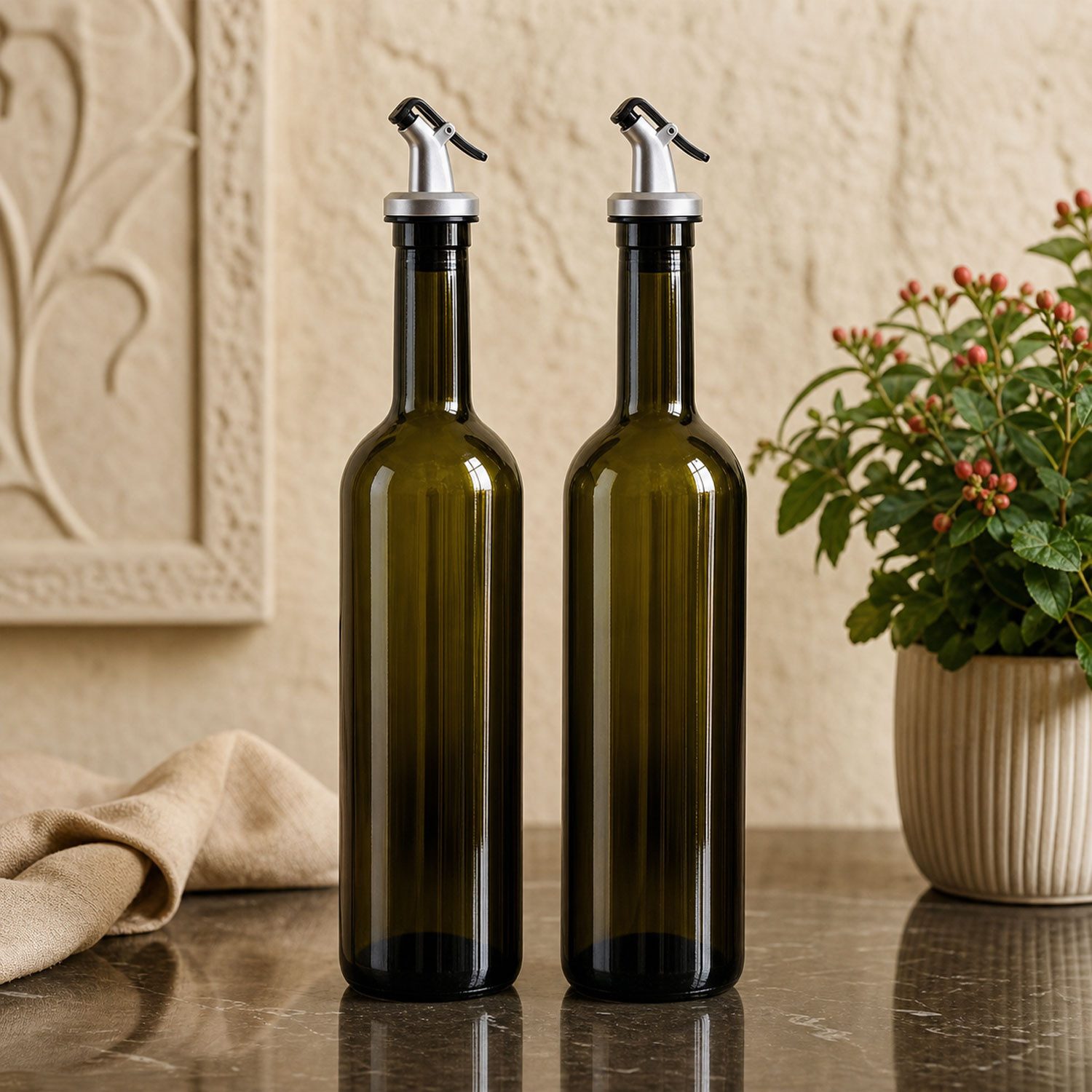 Jungengel Menage-Set 2er-Set 750 ml Öl- und Essigflaschen Ölflaschen Ölkanne, (Set, 2-tlg., 2er Set bestehend aus zwei Glasflaschen mit Ausgießer), Transparente – Bild 2 von 5