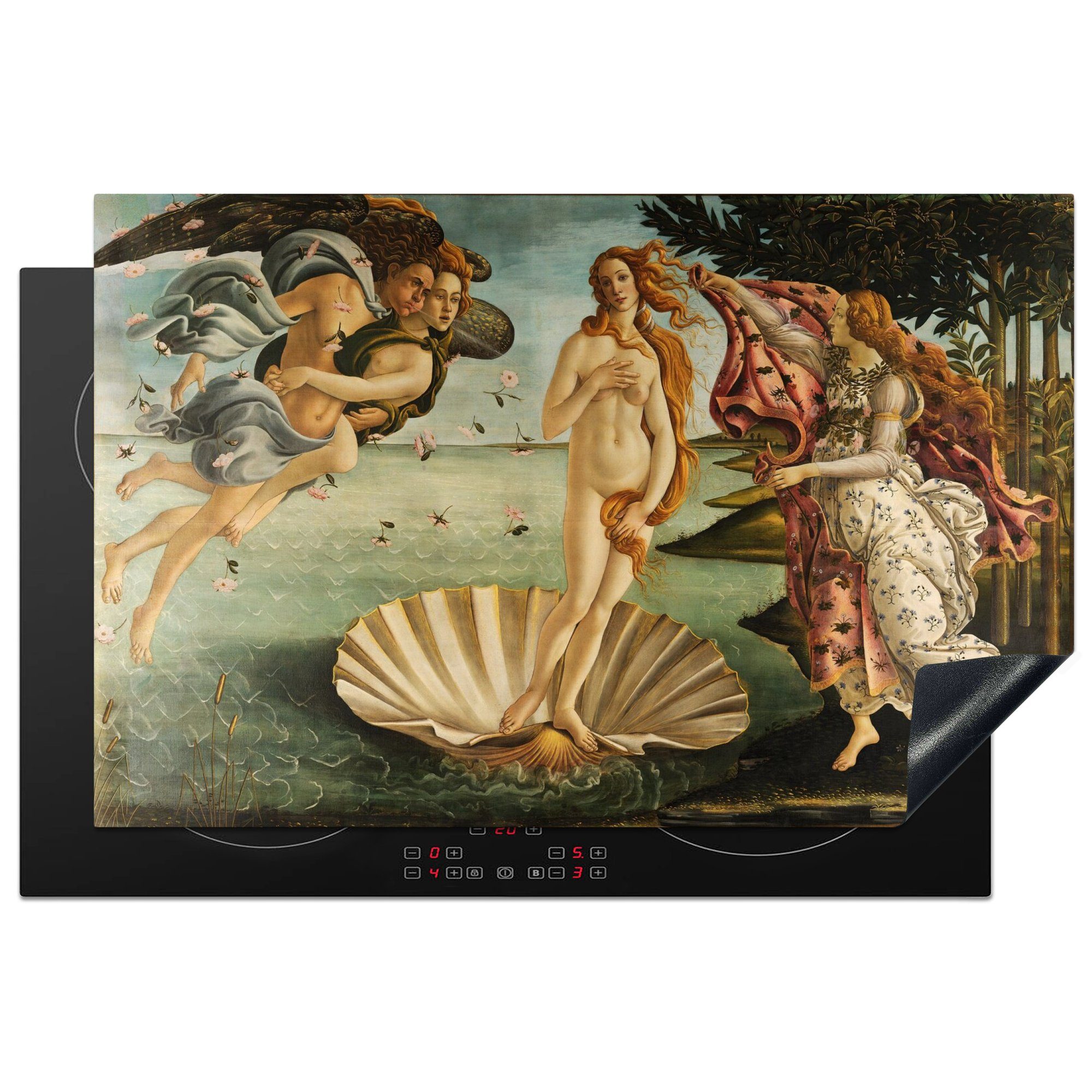 MuchoWow Herdblende-/Abdeckplatte Die Geburt der Venus - Gemälde von Sandro Botticelli, Vinyl, (1 tlg), 81x52 cm, Induktionskochfeld Schutz für die küche, Ceranfeldabdeckung