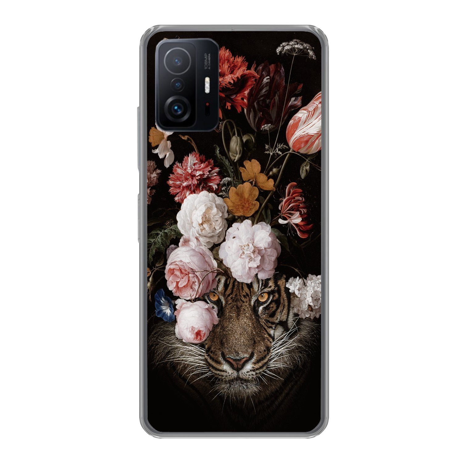 MuchoWow Handyhülle für Xiaomi 11 Lite 5G NE Blumen - Jan Davidsz de Heem - Tiger - Gemäld, Phone Case, Silikon, Schutzhülle Dünn