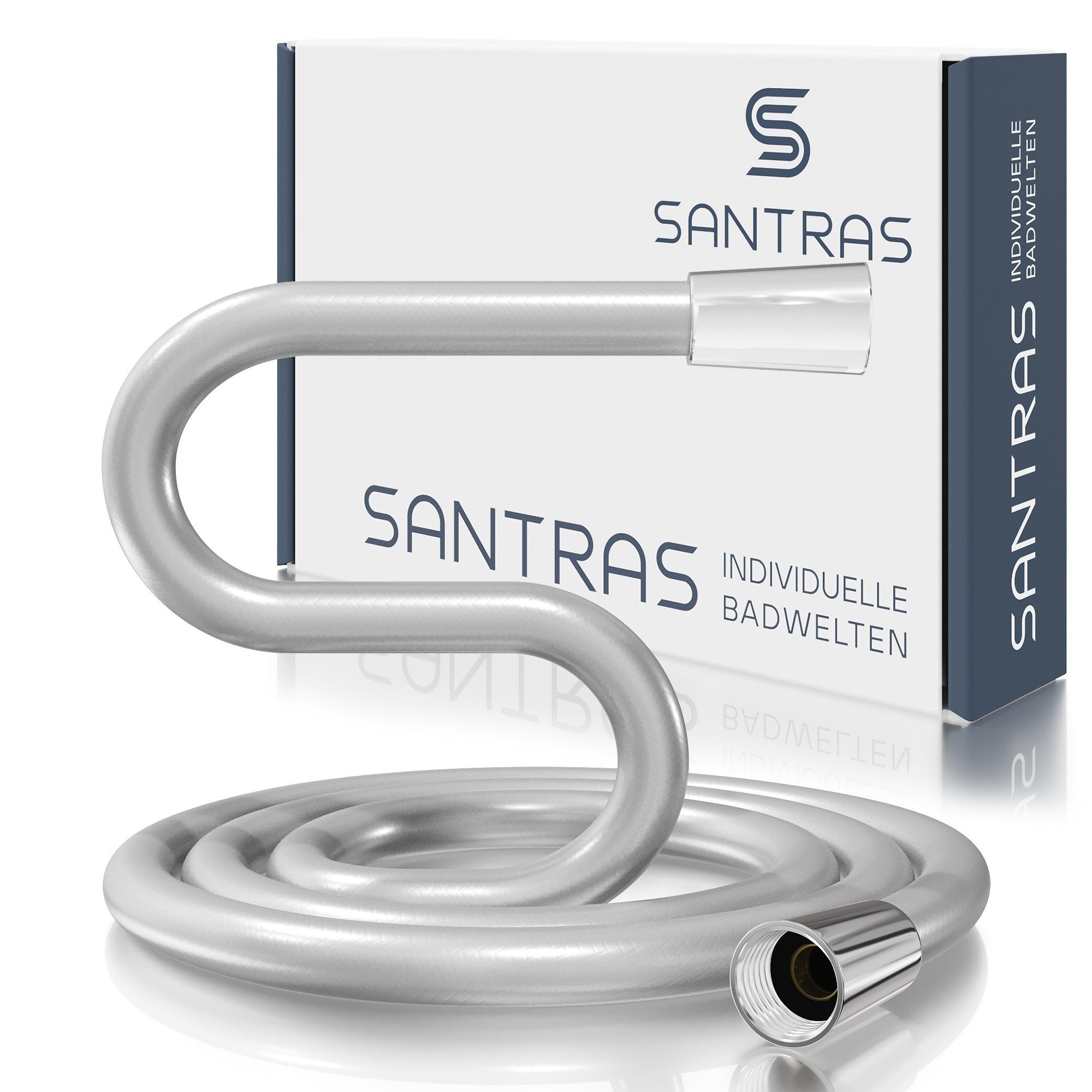 Santras Brauseschlauch Duschschlauch aus Kunststoff 1/2" in Chrom - Brauseschlauch (0,5 - 3m)