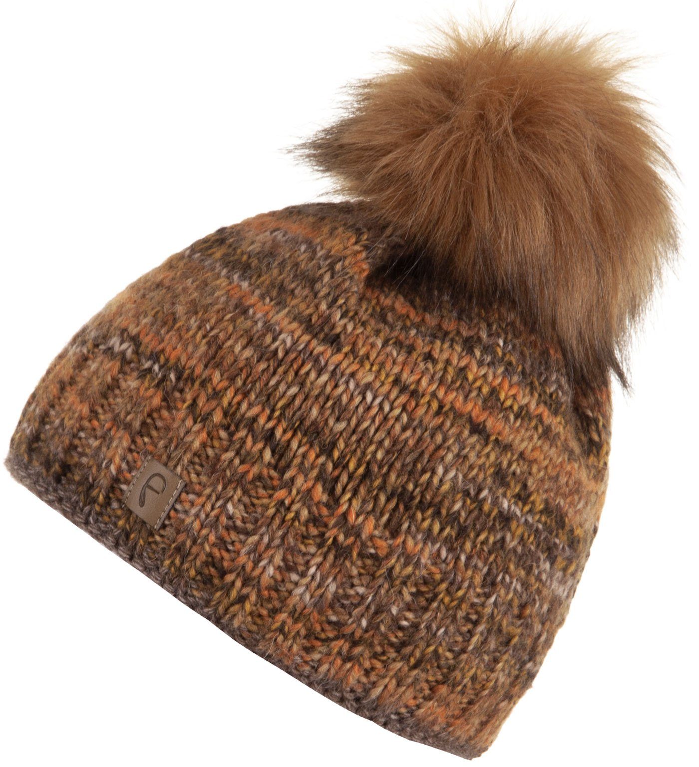 Faera Haube gefüttert Beanie Mütze Wintermütze Bommelmütze Herren braun Damen 11 Bommelmütze Strickmütze