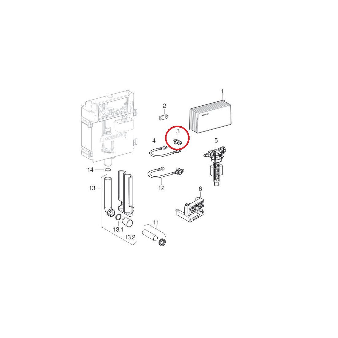GEBERIT Spülkasten Eckventil 1/2 x 3/8 - DN 15 - 216599001 zu UP-Spülkasten