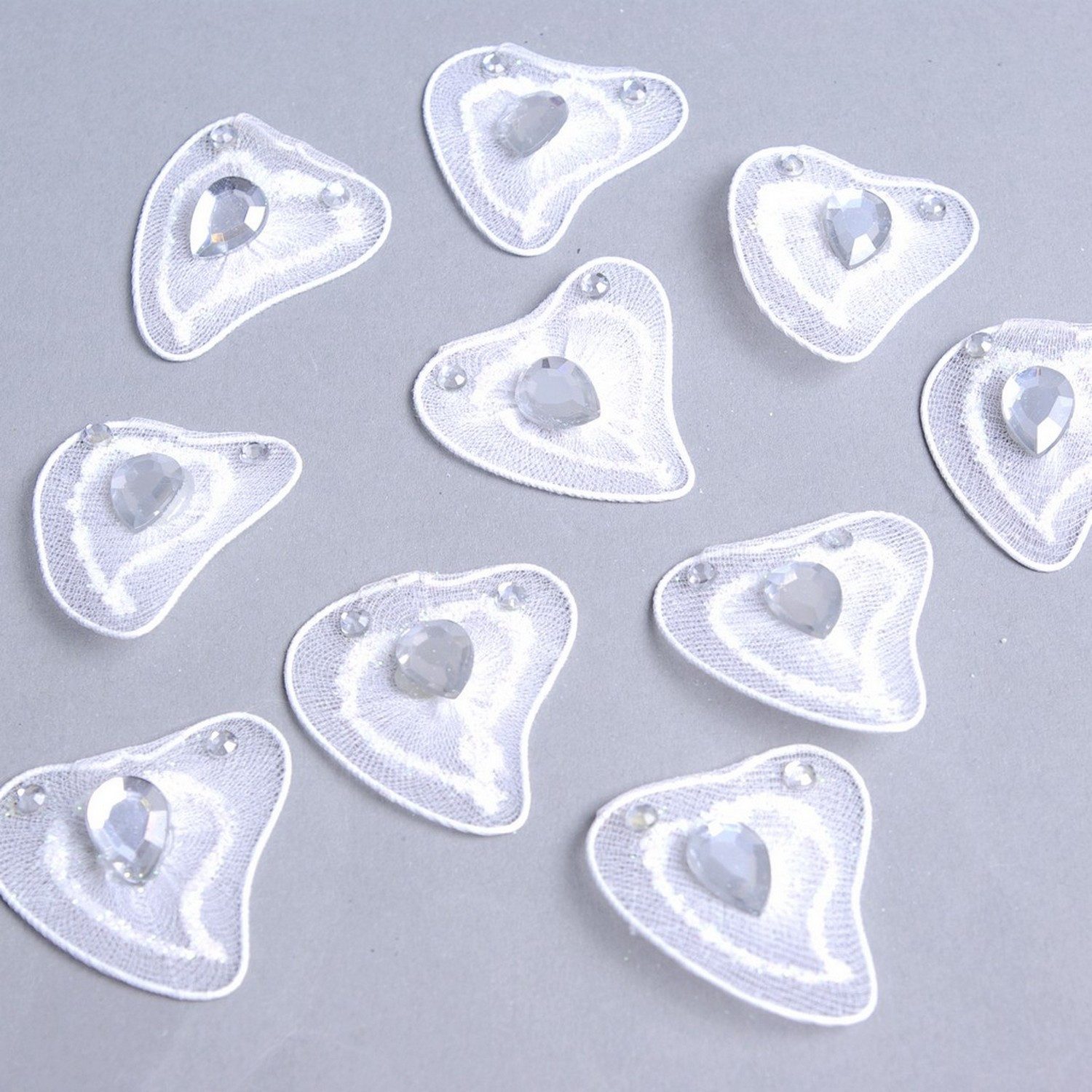 Deko AS Sticker Silkherzen mit Klebepunkten - weiß - ca. 3,5cm - 12 Stück - 91033 01