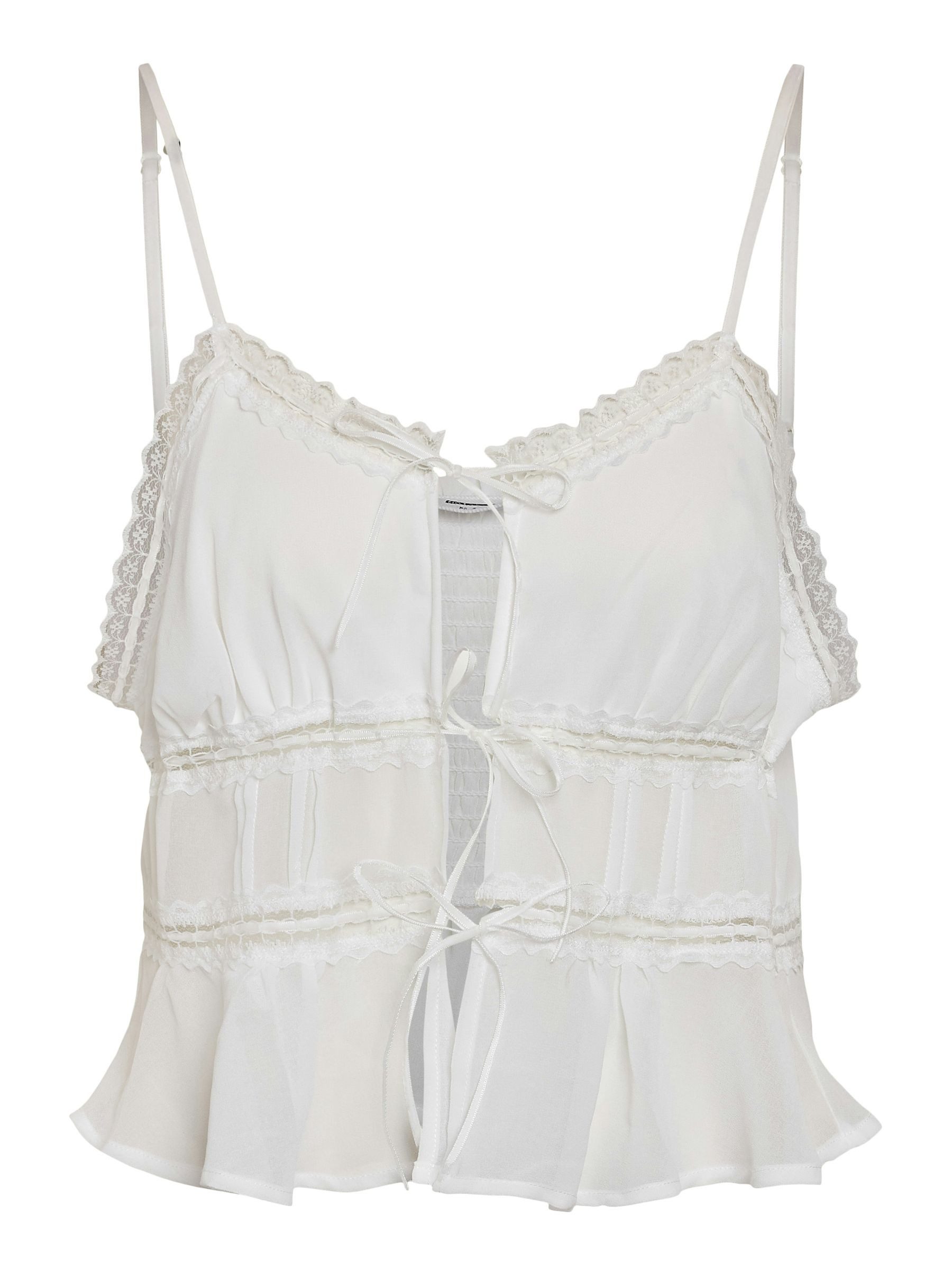 Noisy may Shirttop Verspieltes Design mit Rüschen und Schnürung NMFAIRY S/L günstig online kaufen