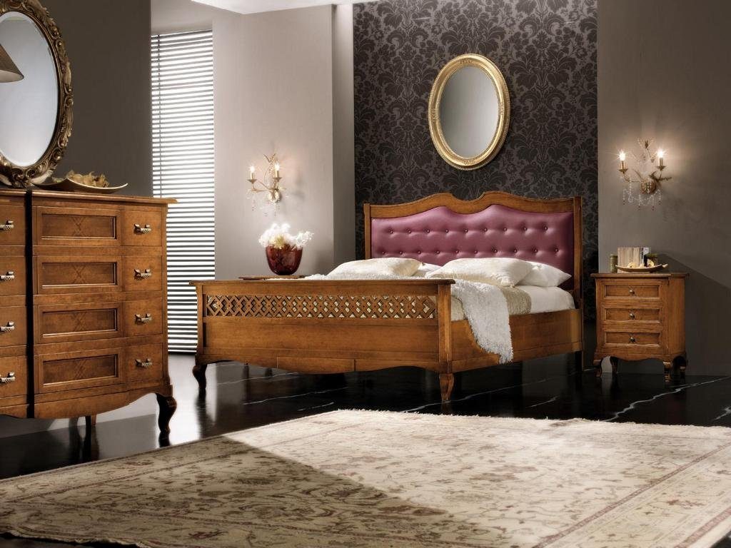 Schlafzimmer 4tlg. Italienisches Designer Schlafzimmer-Set, 2x Nachttische Bett Set Neu JVmoebel