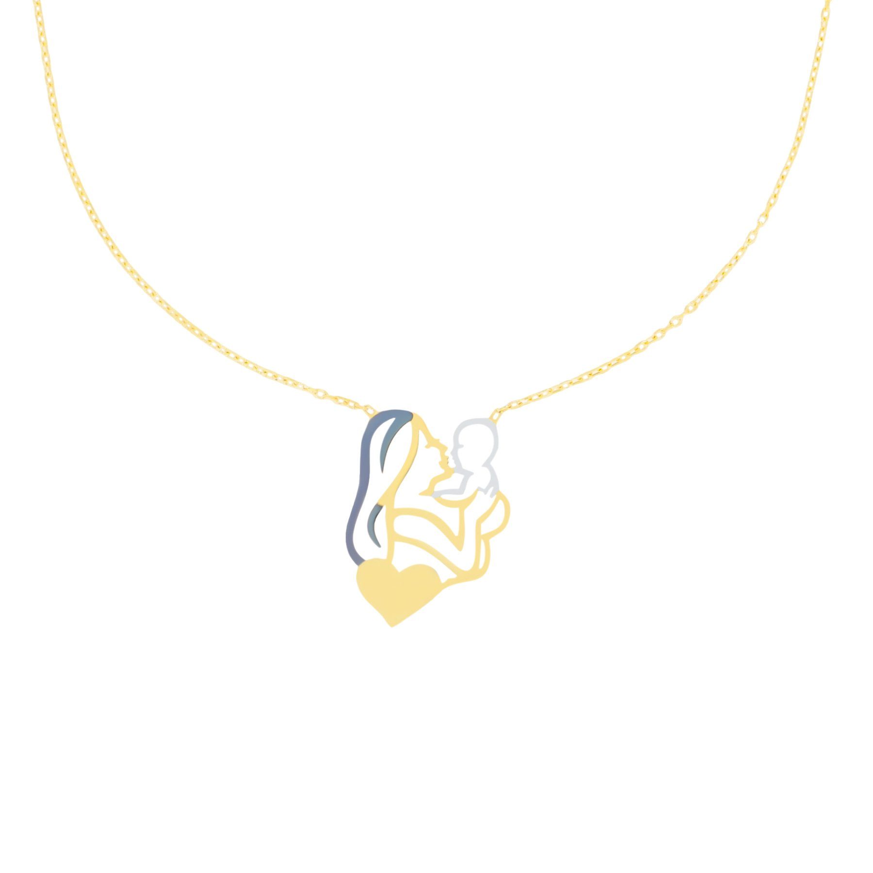 Collier 585er Gelbgold Collierkette Mutter Kind / Baby
