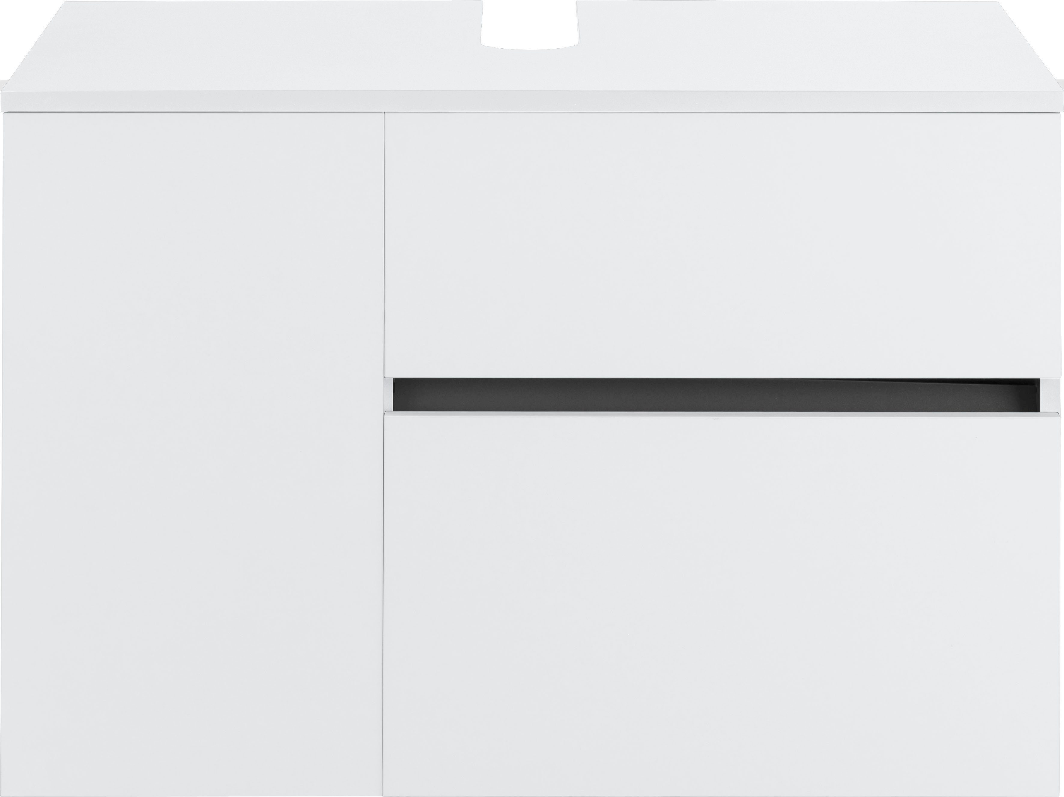 Wisla cm weiß/weiß Siphonausschnitt, Home cm, | Breite Höhe 80 Waschbeckenunterschrank 53 Push-to-open-Funktion, affaire weiß Tür