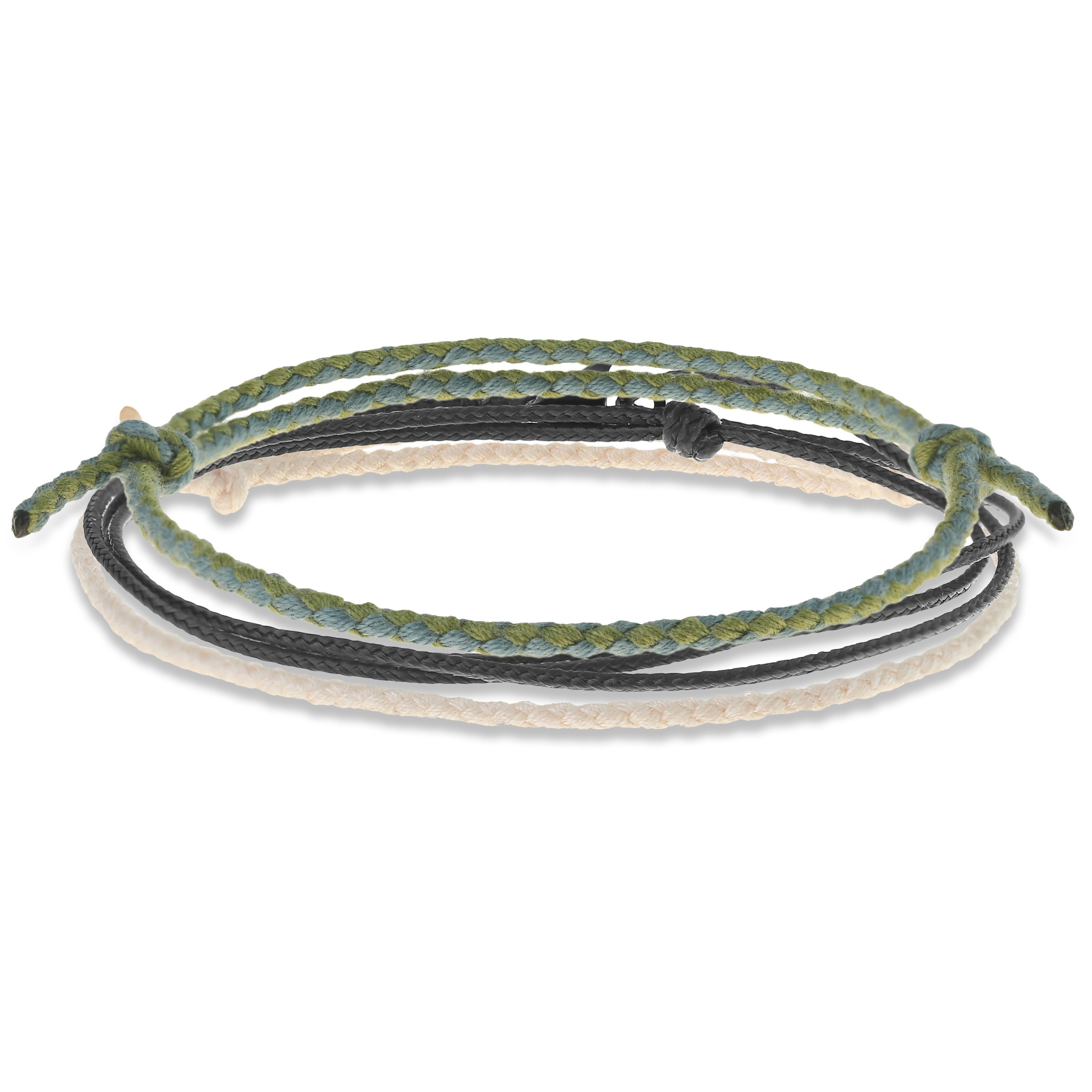 Made by Nami Armband Set Armband Herren Damen bunt mit verschiedenen Armbändern, aus Stoff und Edelstahl - Schlichtes Design - Wasserfest