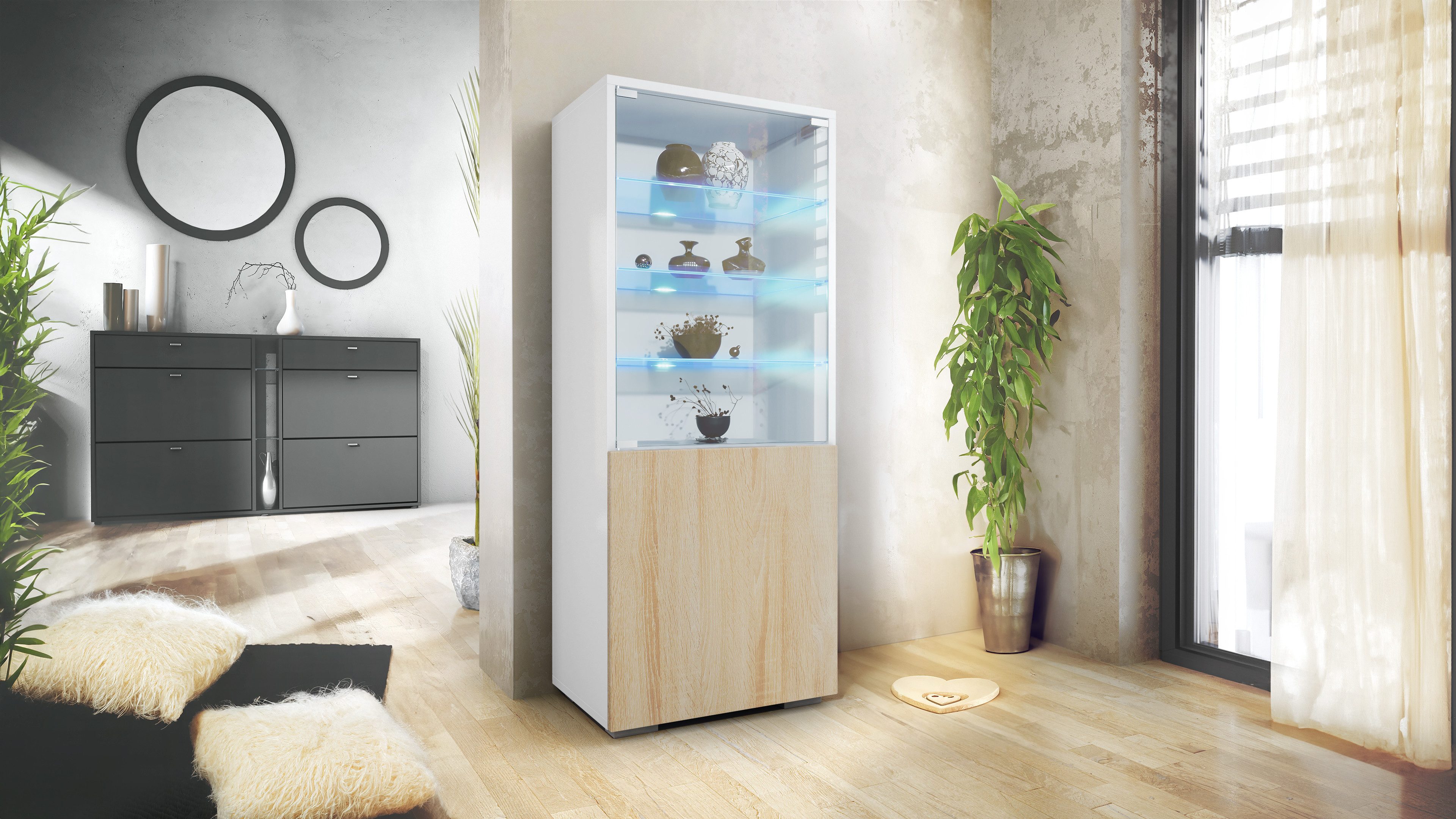Vladon Standvitrine Granada (Vitrinenschrank, mit Glastür günstig online kaufen
