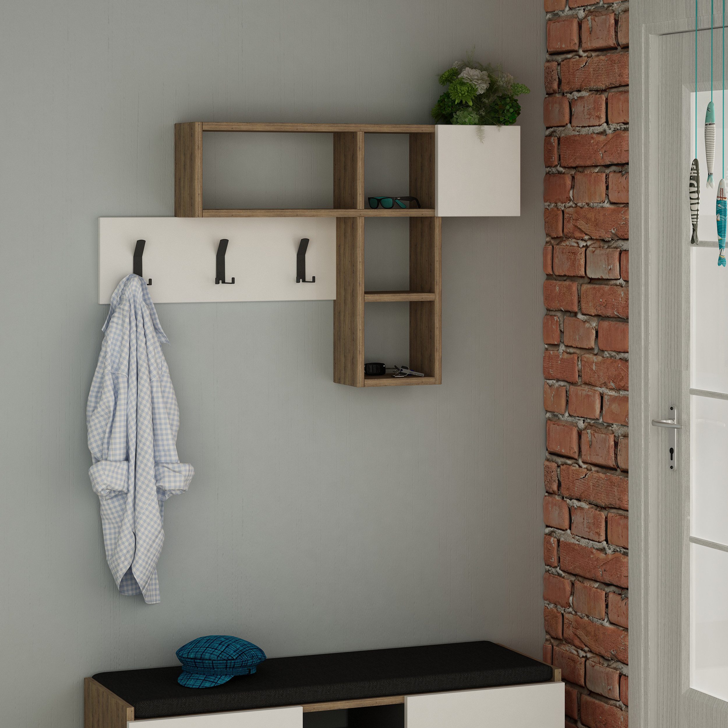 Decortie Wandgarderobe Game, Hänger, Wandgarderobe, 99,5 x 15 x 61 cm