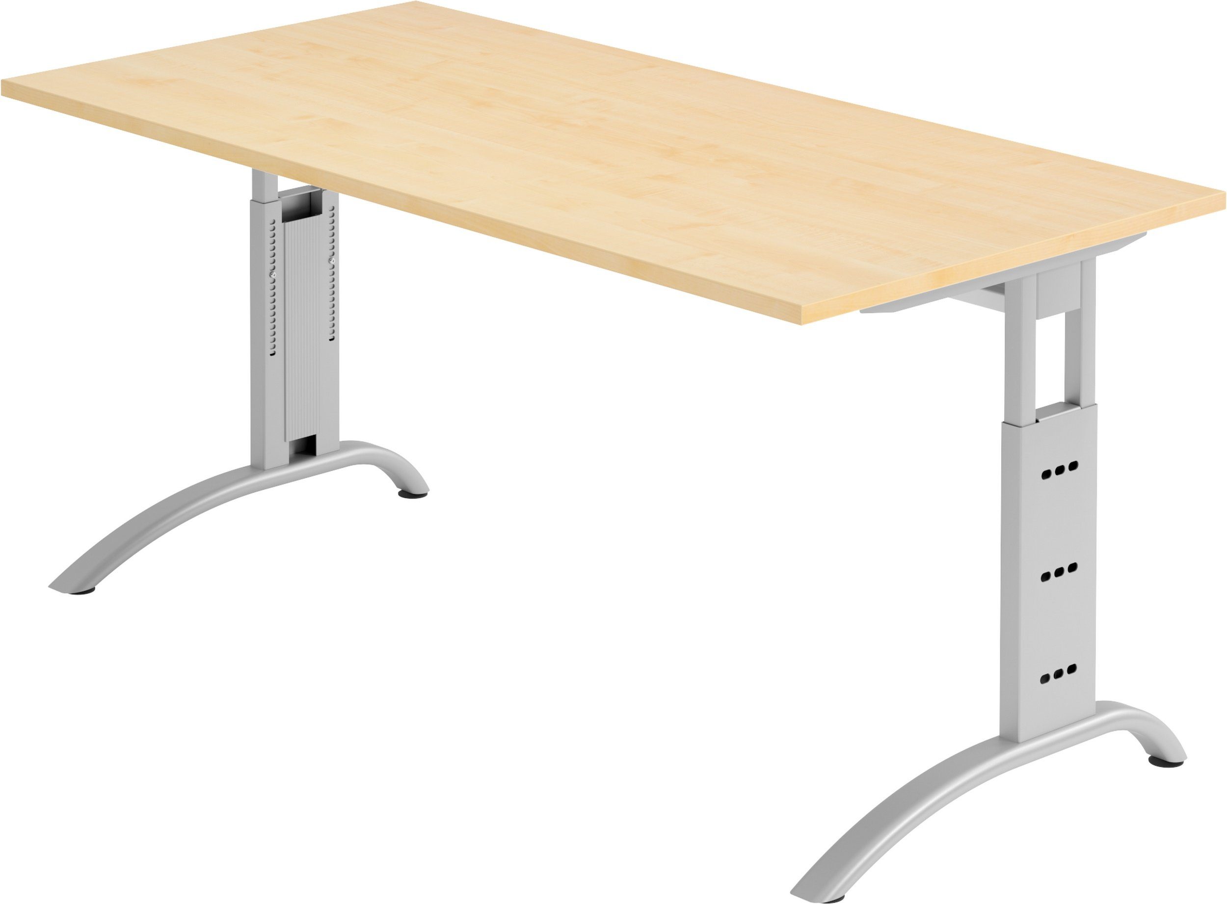 bümö Schreibtisch Gestell: - Dekor: 80 160 - Serie-F, Ahorn Schreibtisch x Rechteck: Silber cm