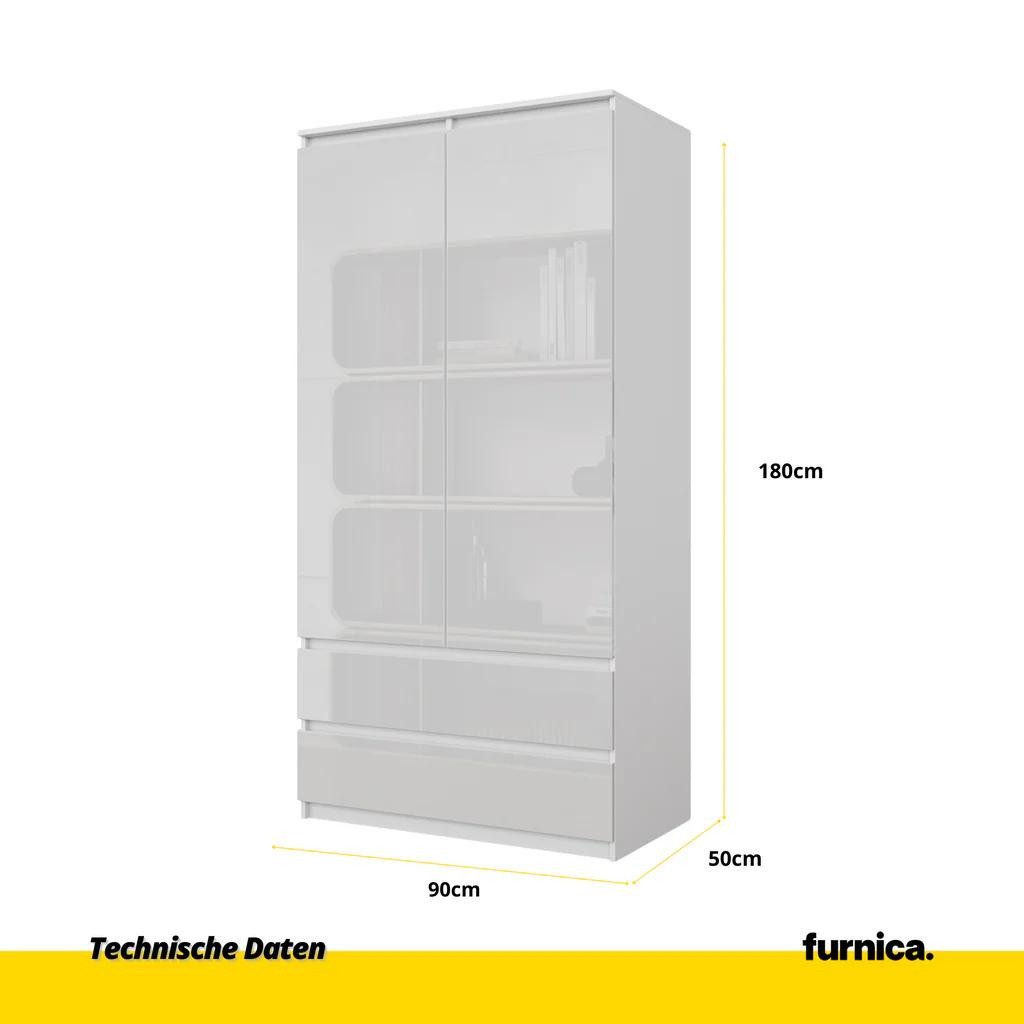 Furnica Kleiderschrank Joelle Weiß Matt, 2 günstig online kaufen