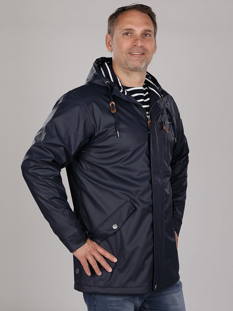 Dry Fashion Regenjacke Herren Parka Lübeck mit verstellbarer Kapuze - wasse günstig online kaufen