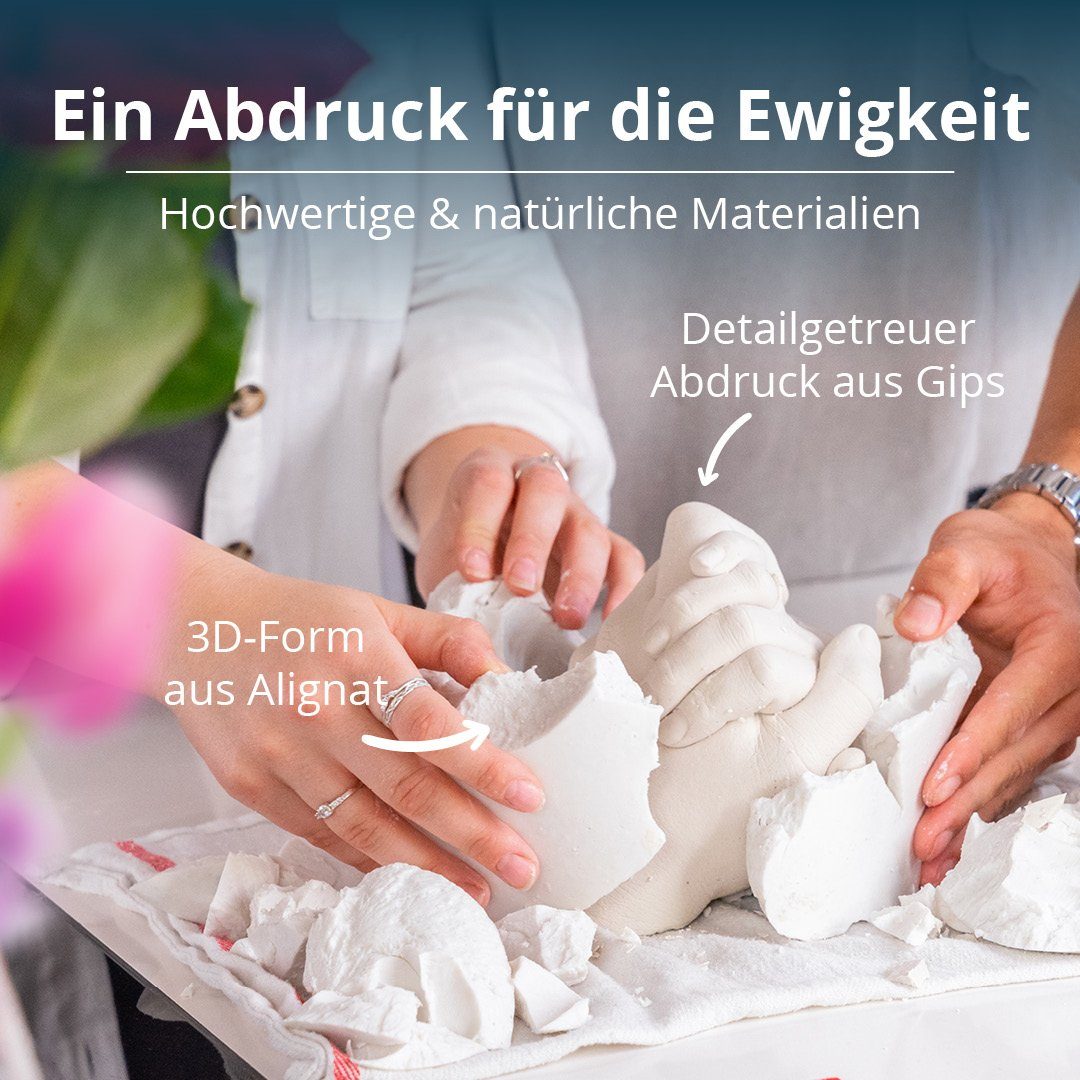 Amari Handabdruck-Set Geschenkidee für Paare, Familie & Freundin - 3D Gipsabdruck, Komplettset, 1 Abdruck für 2 Hände, inkl. Videoanleitung, Geschenk zu Valenti – Bild 4 von 5