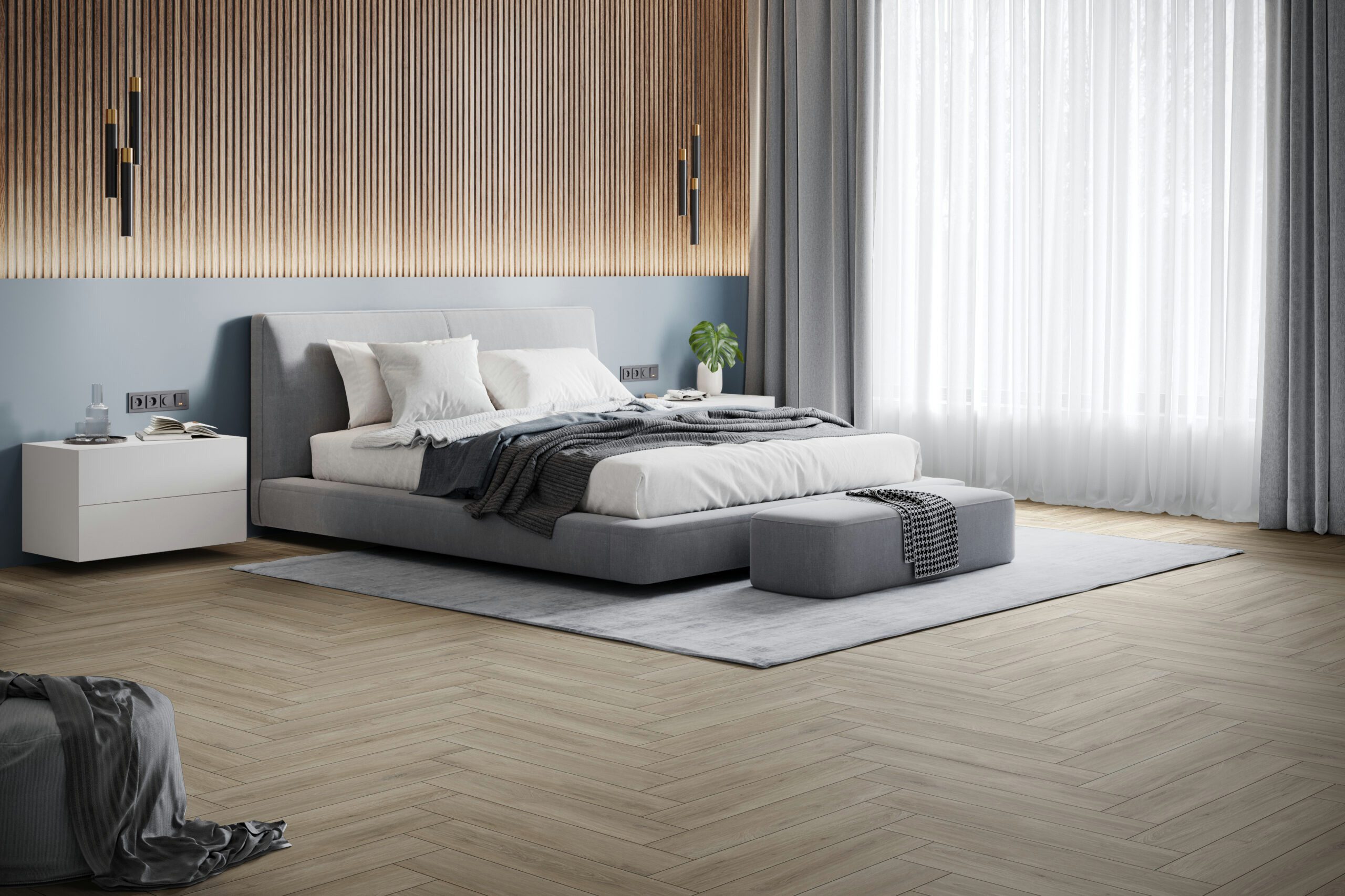 FALQUON GmbH Vinylboden The Floor Herringbone 740x148x6mm- Made in Germany - Click-Vinylboden, Fischgrät, inkl. Trittschalldämmung, Packung, In 1 Packung: 16 Paneele - 1,75m², 1 Packung: 16 Paneele - 1,75 m²