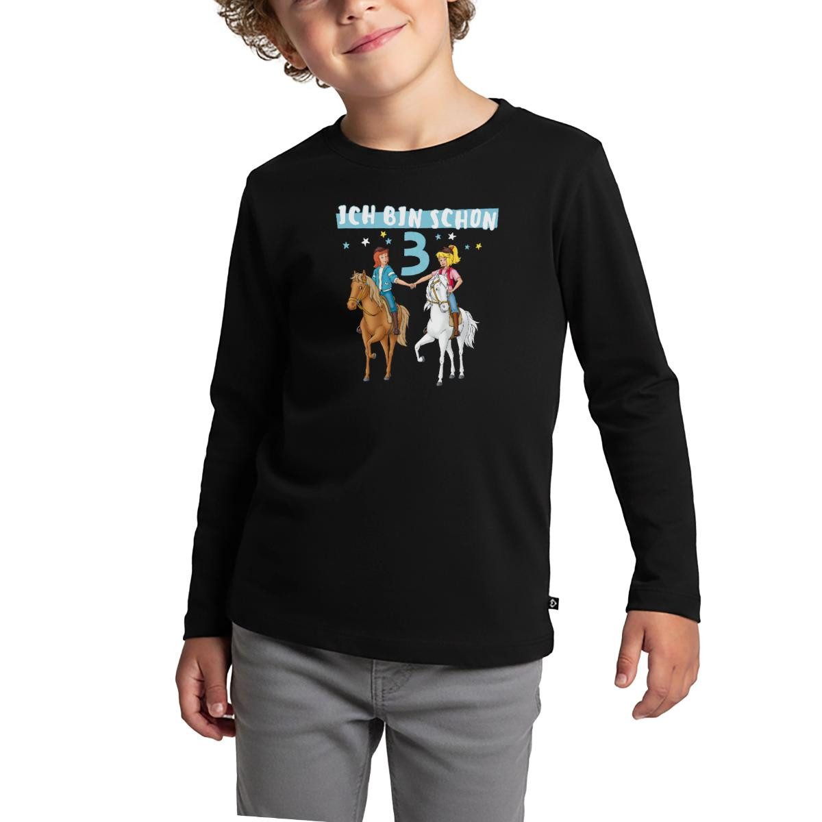 T-Shirt Bibi & Tina Geburtstag Ich Bin Schon Drei Kinder Premium Langarmshirt