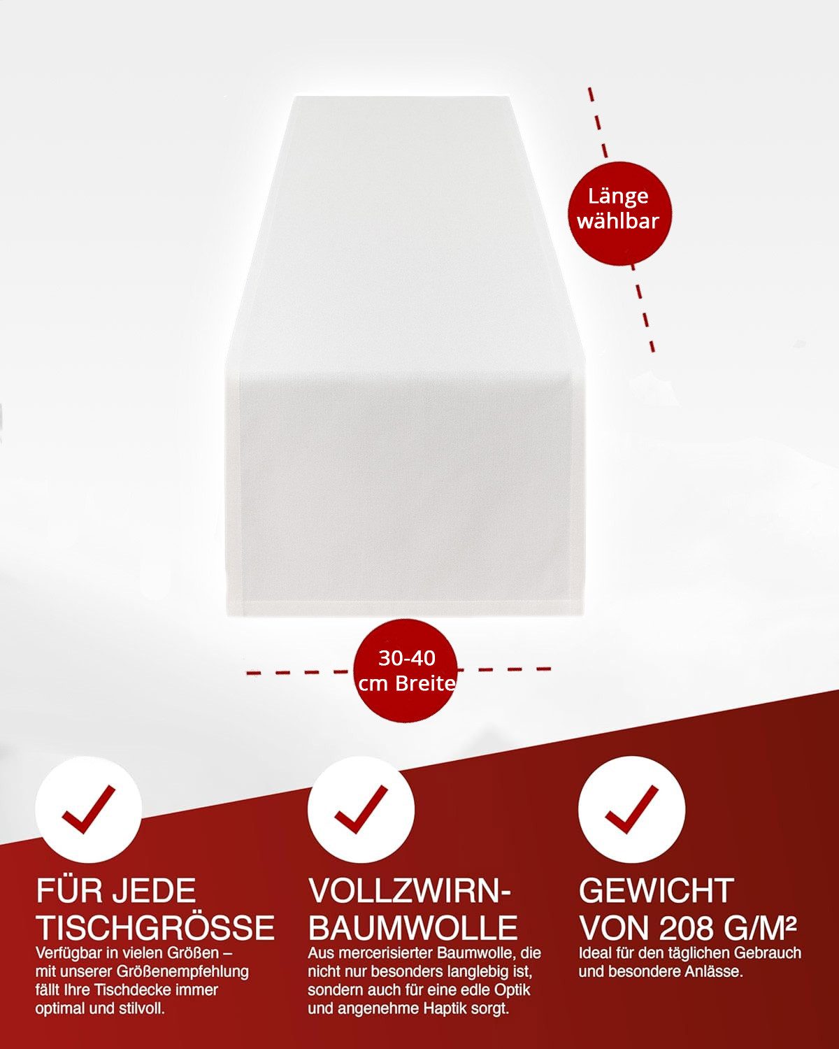texpot Tischdecke Tischband weiß Baumwolle uni (1-tlg)