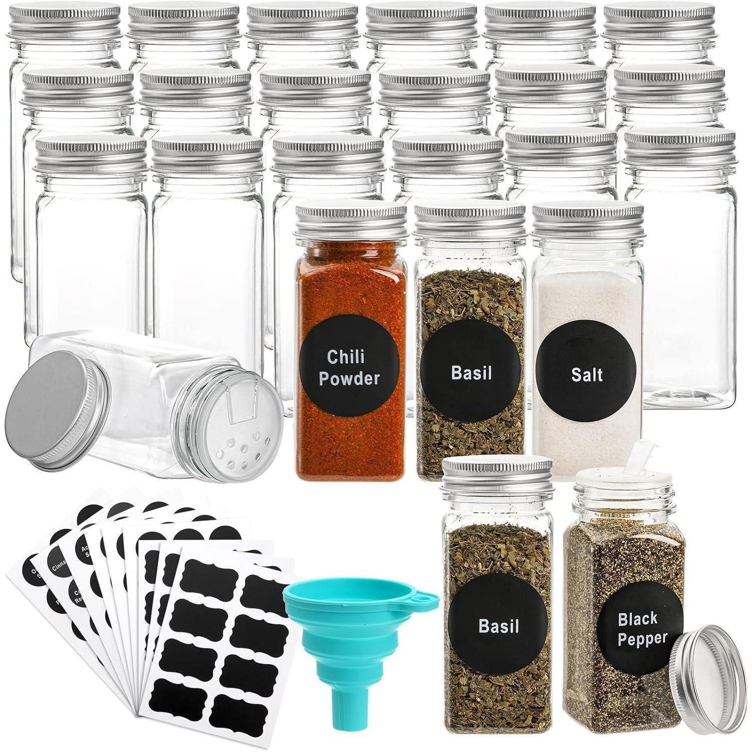 LuxusKollektion Salz- / Pfefferstreuer 24er Set 120 ml Gewürzgläser quadratisch wiederverwendbar luftdicht