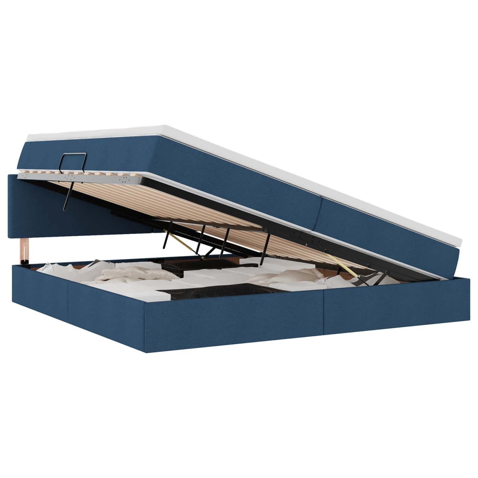Bett LED-Speicherbett mit Matratze Blau 200 x 200 cm Stoff