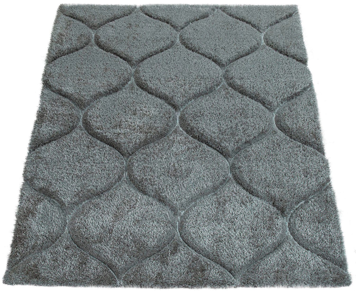 Paco Home Hochflor-Teppich Palma 333, rechteckig, Höhe: 44 mm, Hochflor-Shaggy, Ornamente, Effektgarn für leichten Glanz, 3D-Design