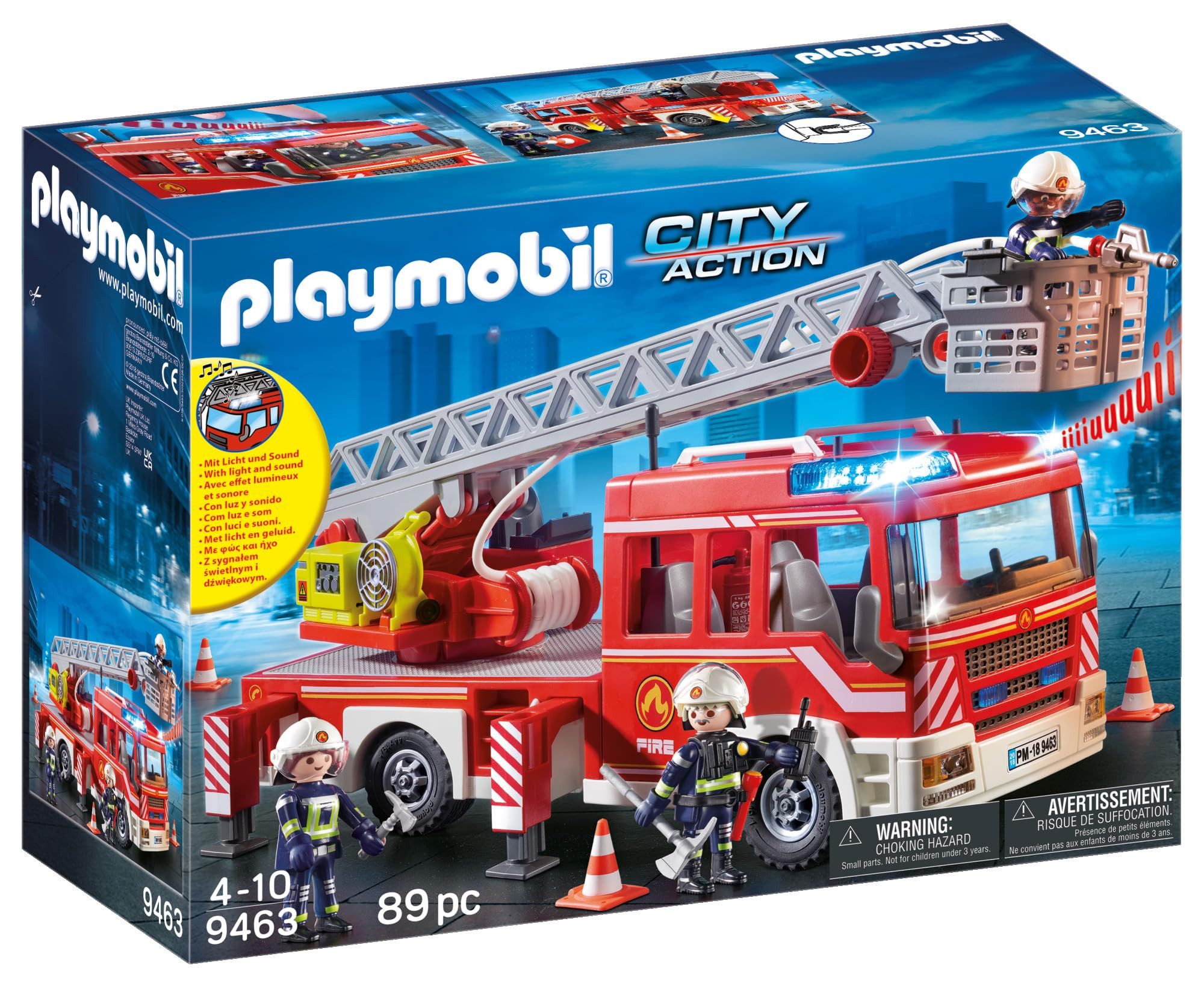 Playmobil® Spielwelt City Action Feuerwehr-Leiterfahrzeug 9463, (89-tlg), PLAYMOBIL City Action Spielset