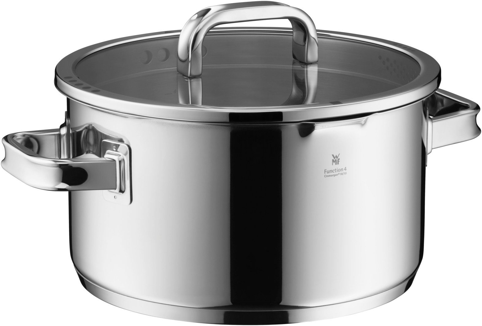 WMF Fleischtopf Function 4 Advanced, Cromargan® Edelstahl rostfrei 18/10 (24cm, Volumen 5,7l, Höhe 13 cm), Glasdeckel mit 4 Abgießfunktionen