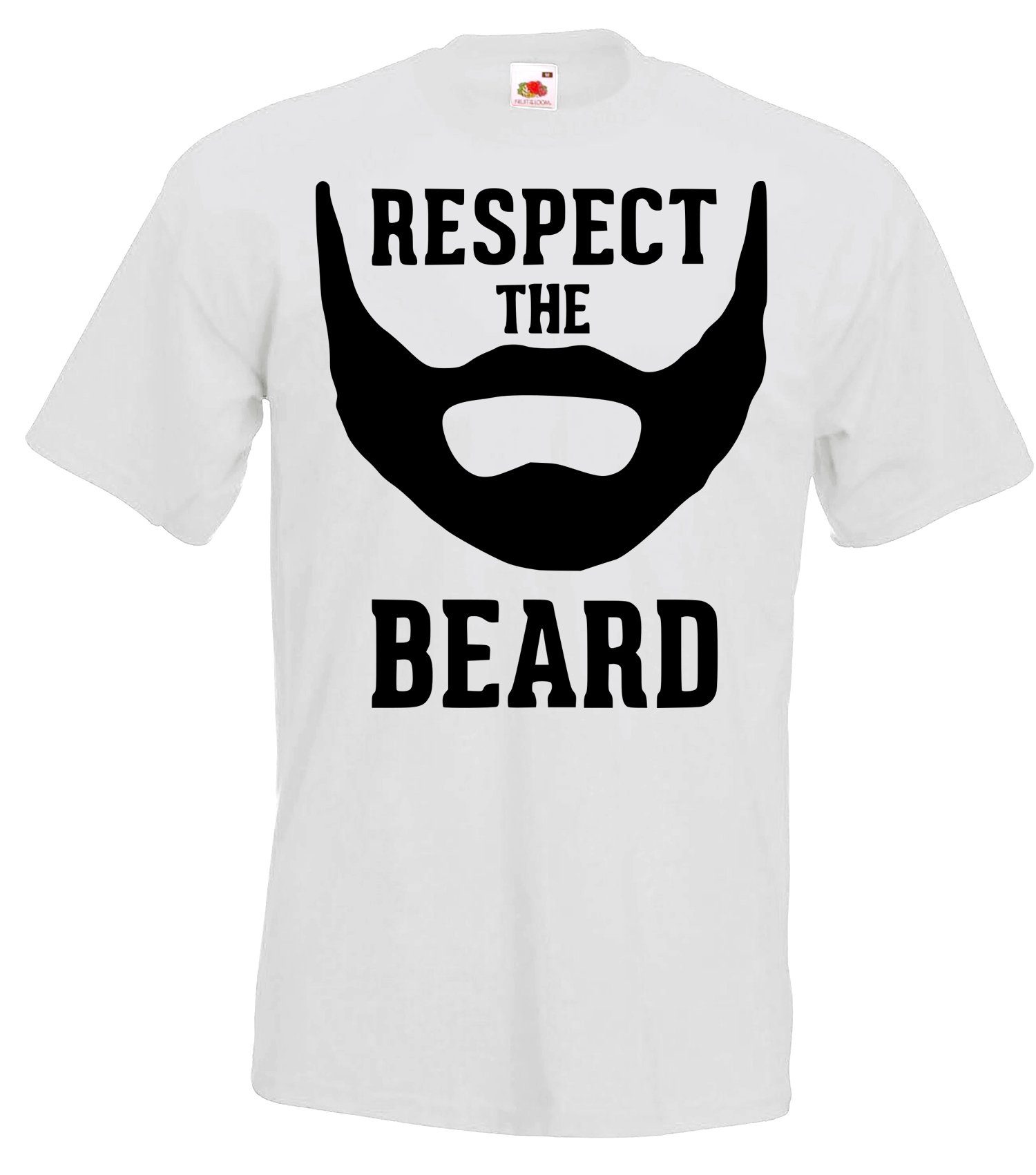 Youth Designz T-Shirt RESPECT THE BEARD Herren T-Shirt mit lustigem Spruch Weiß