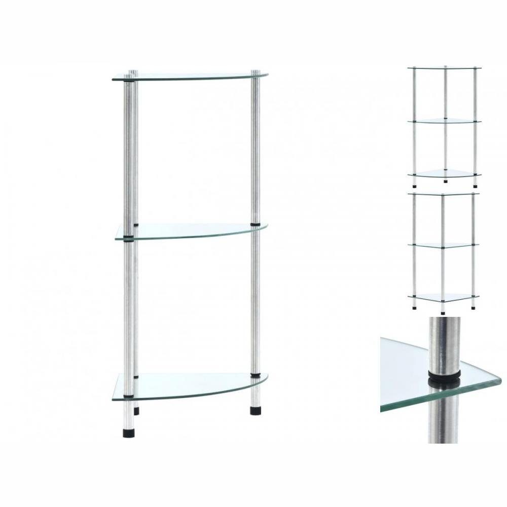 vidaXL Regal Regal mit 3 30x30x67 Ablagen Transparent Hartglas cm