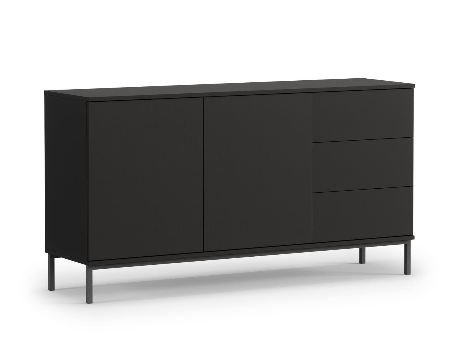Beautysofa Kommode QUERTY moderne Wohnkommode mit 3 Schubladen & 2 Türen (Push-to-Open, Metallgestell), Breite: 150 cm