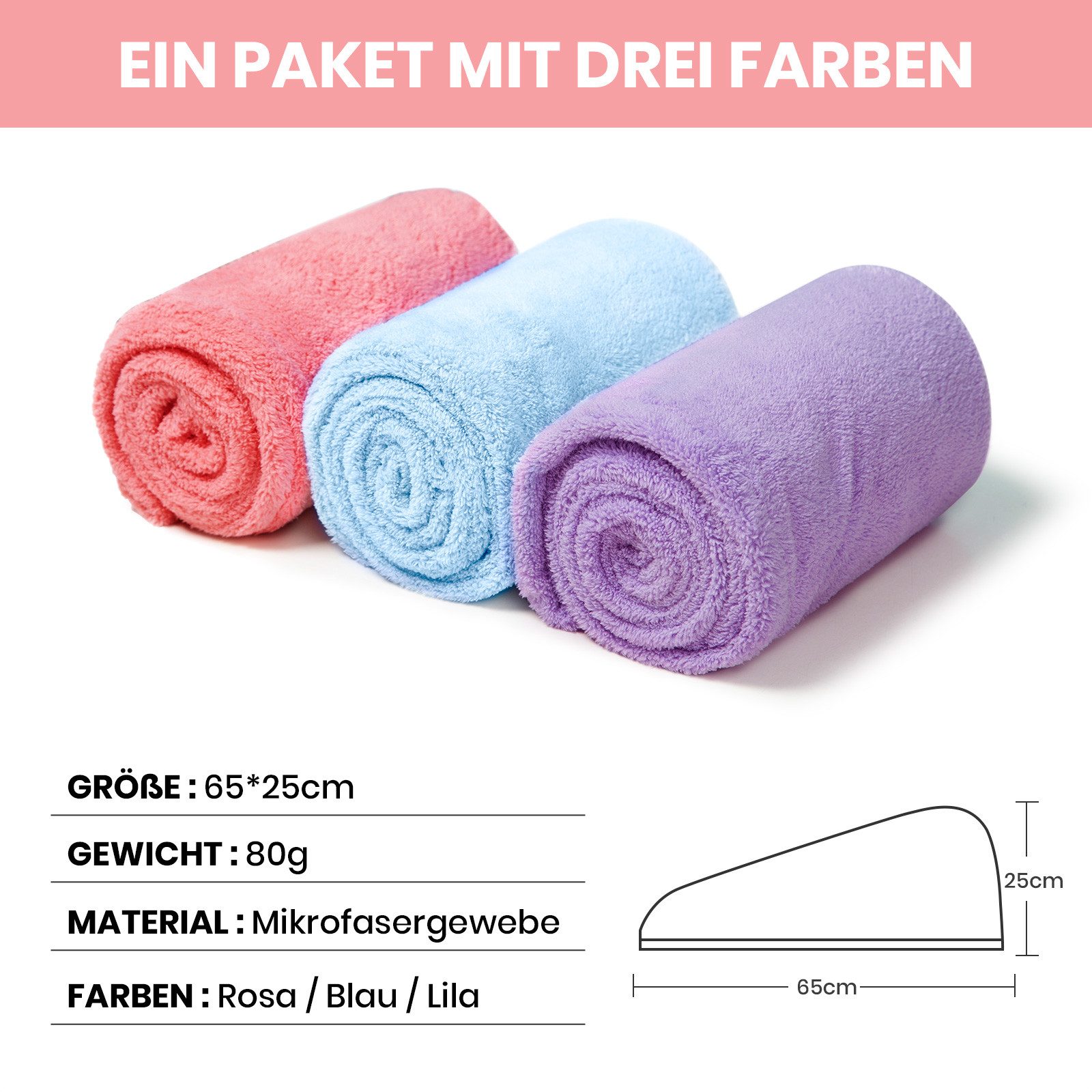 Good Nite Handtücher 3er-Set Haarturban super günstig online kaufen