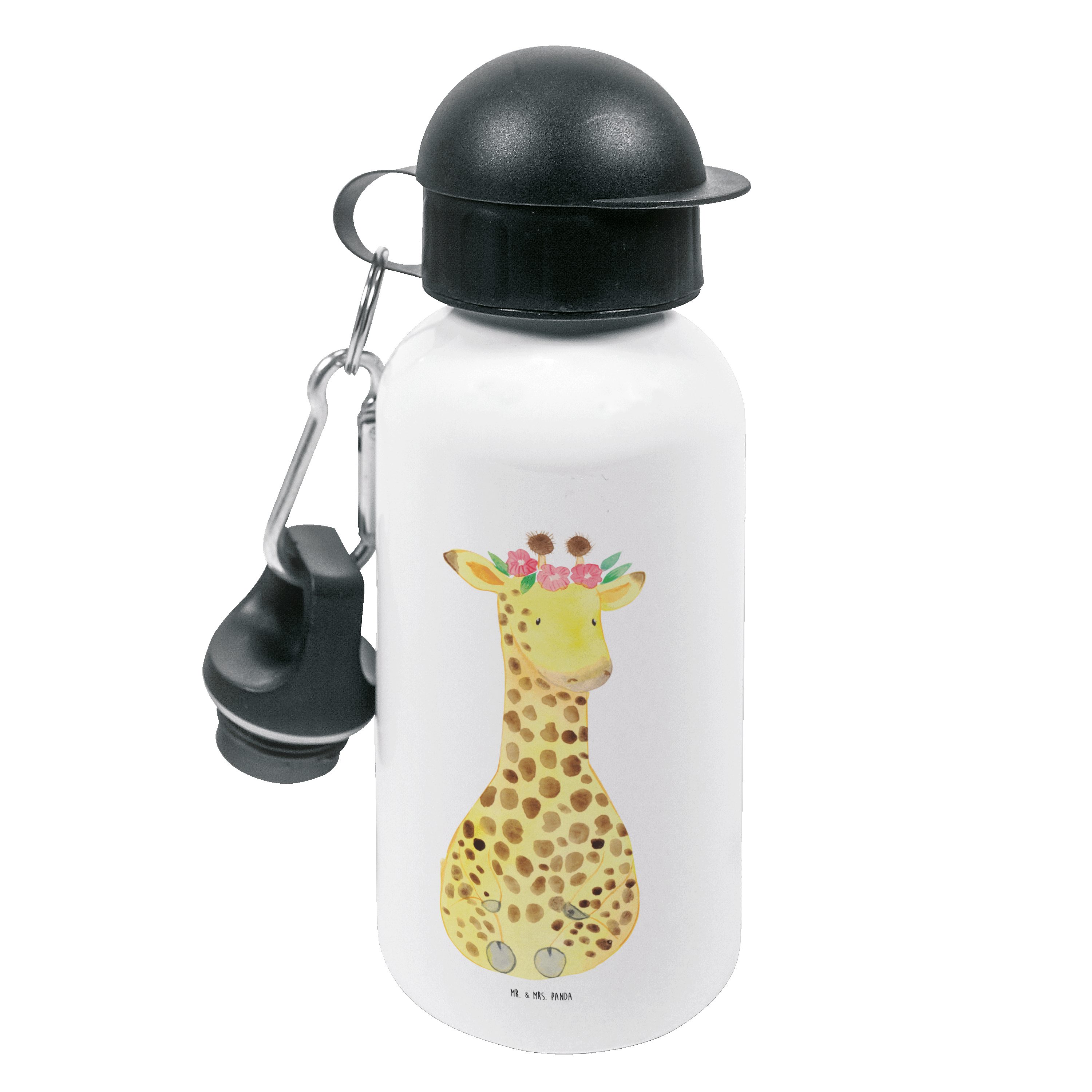Mr. & Mrs. Panda Trinkflasche Giraffe Blumenkranz - Weiß - Geschenk, Kids, Abenteurer, Afrika, Selb
