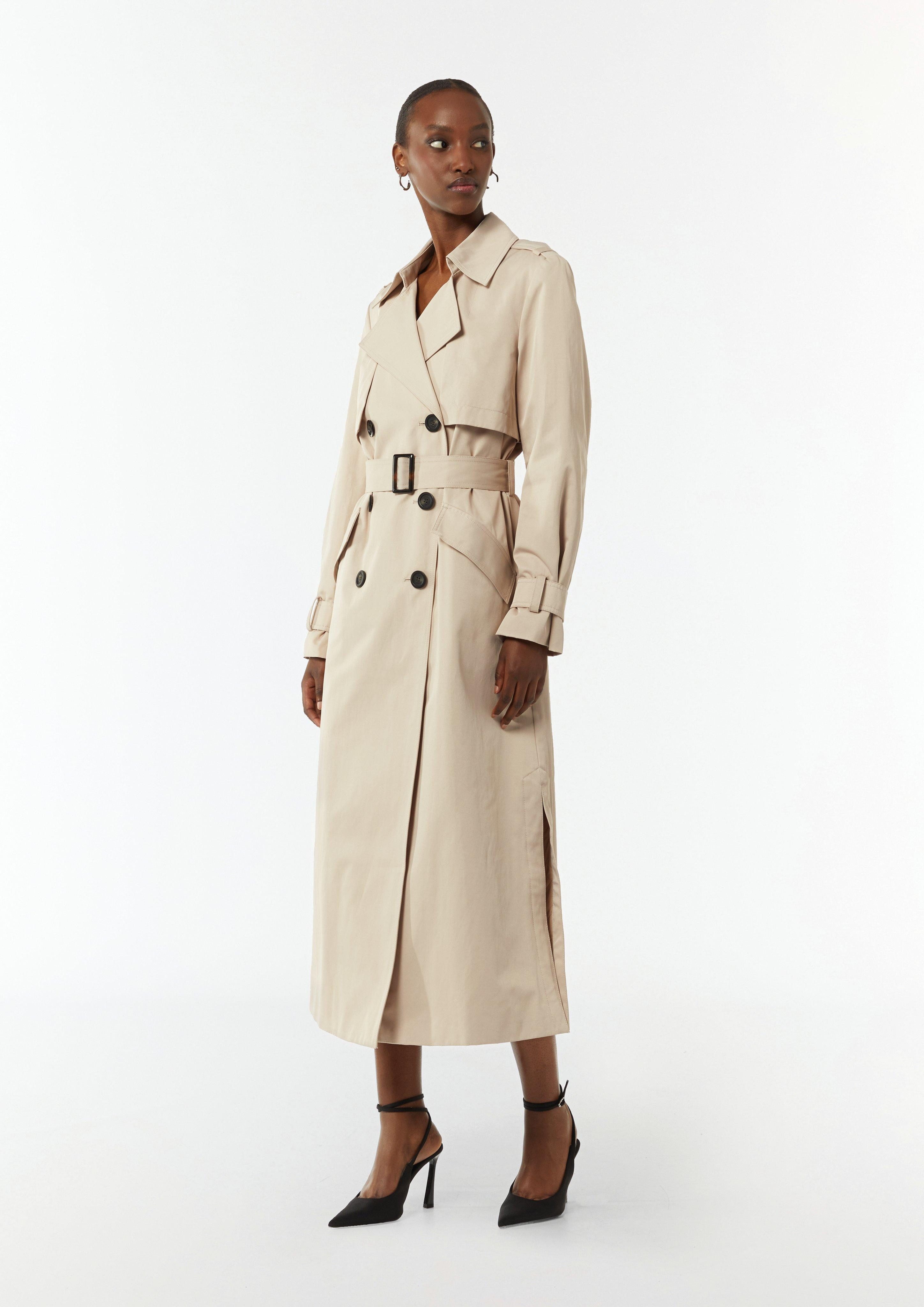 Langmantel Langer Trenchcoat aus Baumwollmix