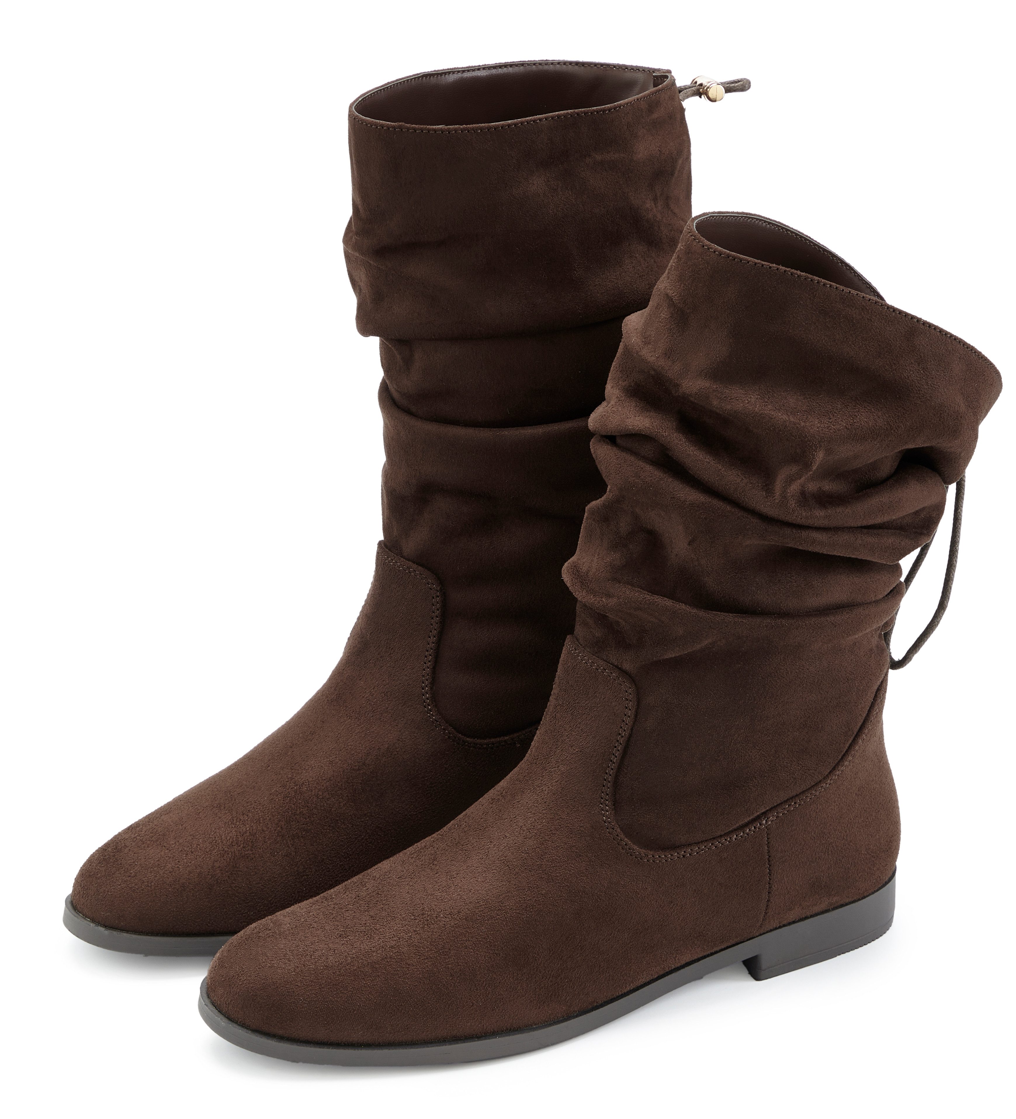 LASCANA Stiefelette, Stiefel mit Gummi-Kordelzug, in zwei verschiedenen Längen tragbar VEGAN